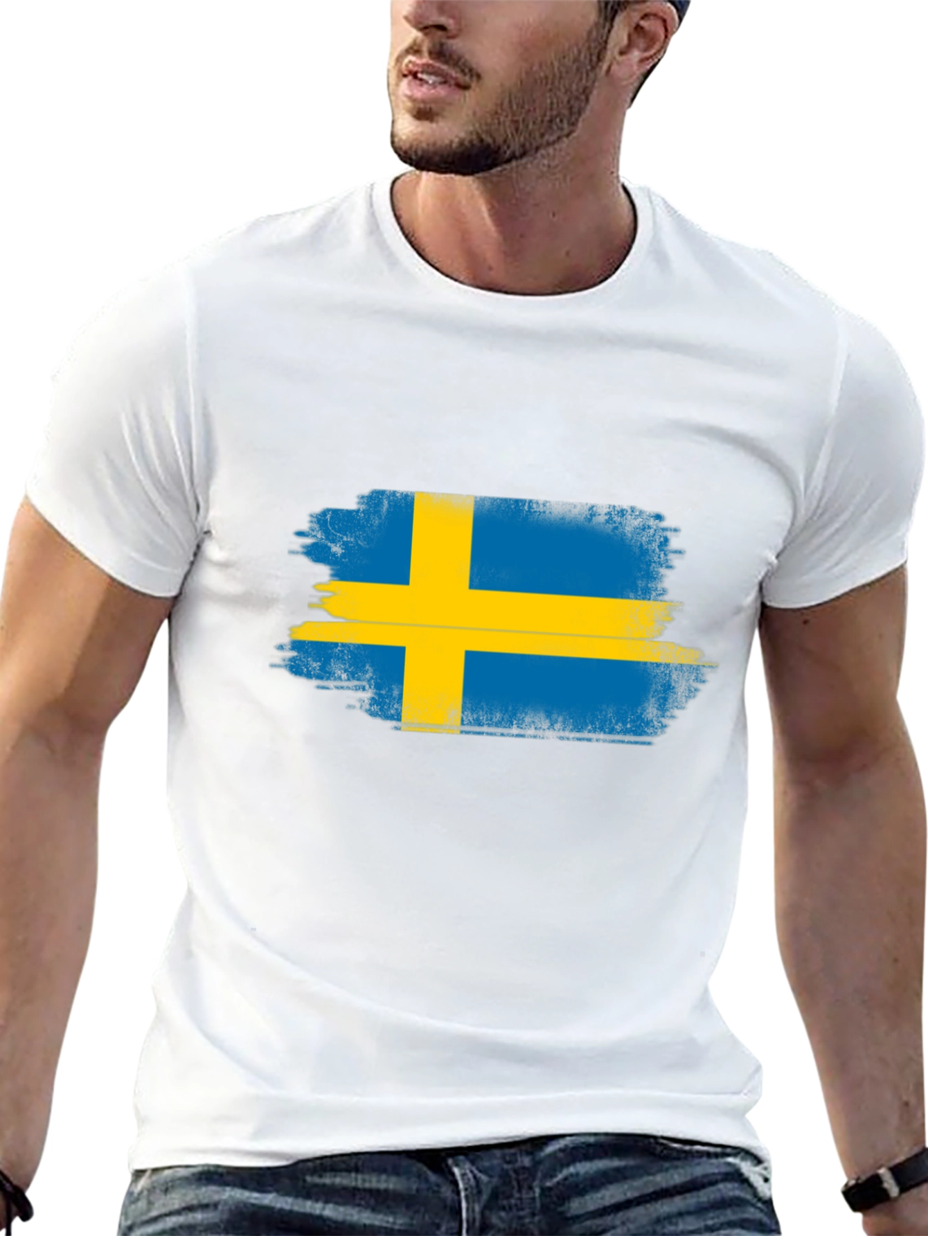 Sweden Flag T-Shirt Distressed Graphic Tee