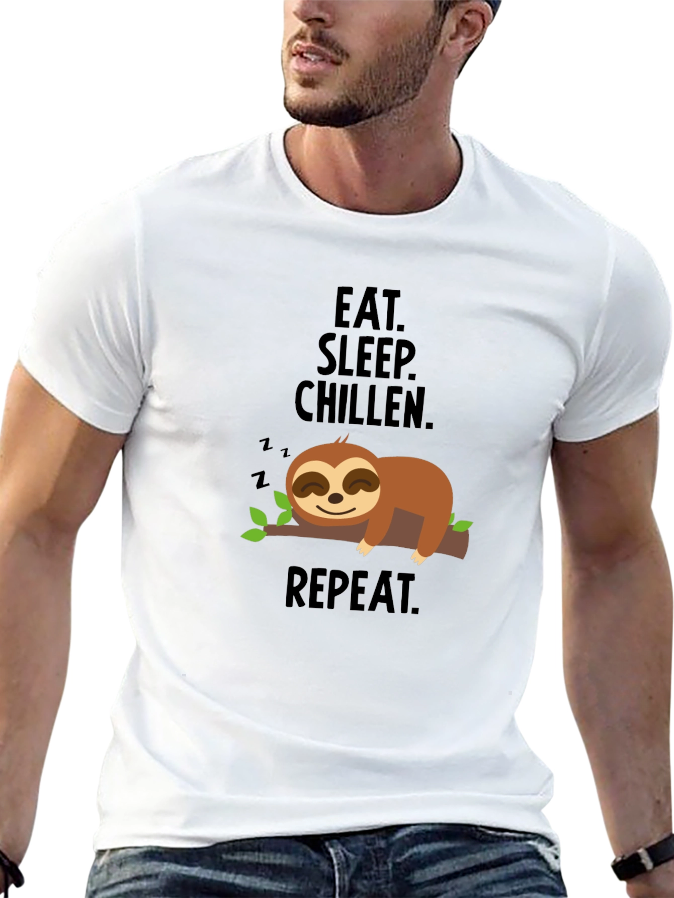 Eat Sleep Chillen Sloth Graphic T-Shirt
