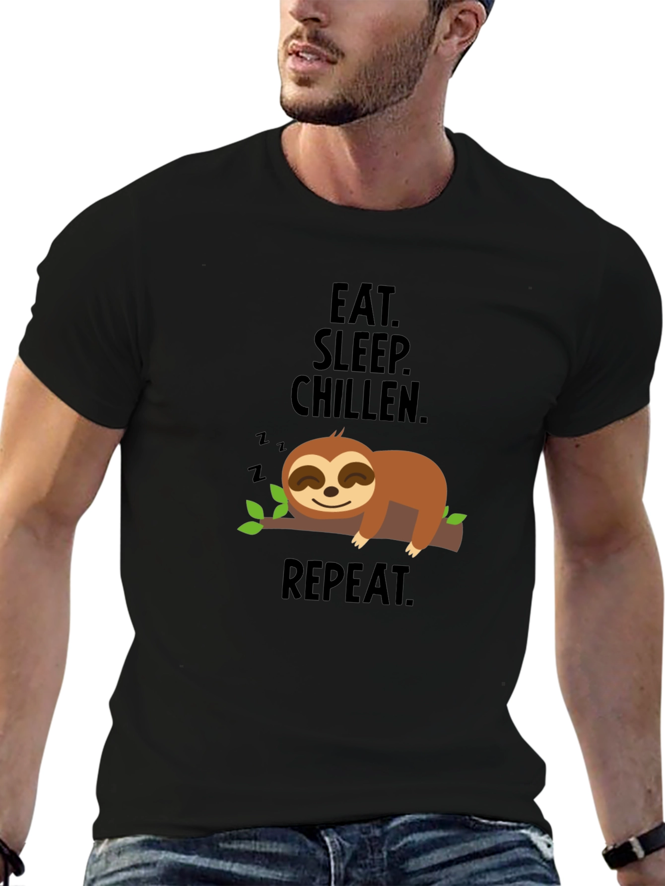 Eat Sleep Chillen Sloth Graphic T-Shirt