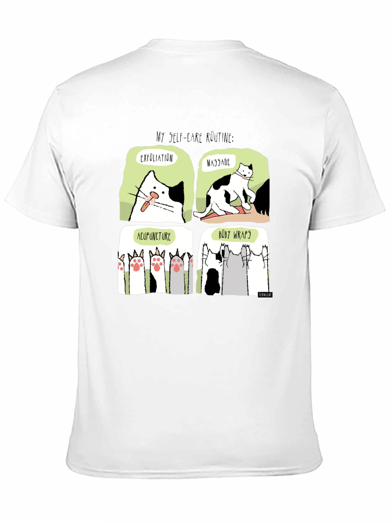 Self-Care Cat Routine Black T-Shirt