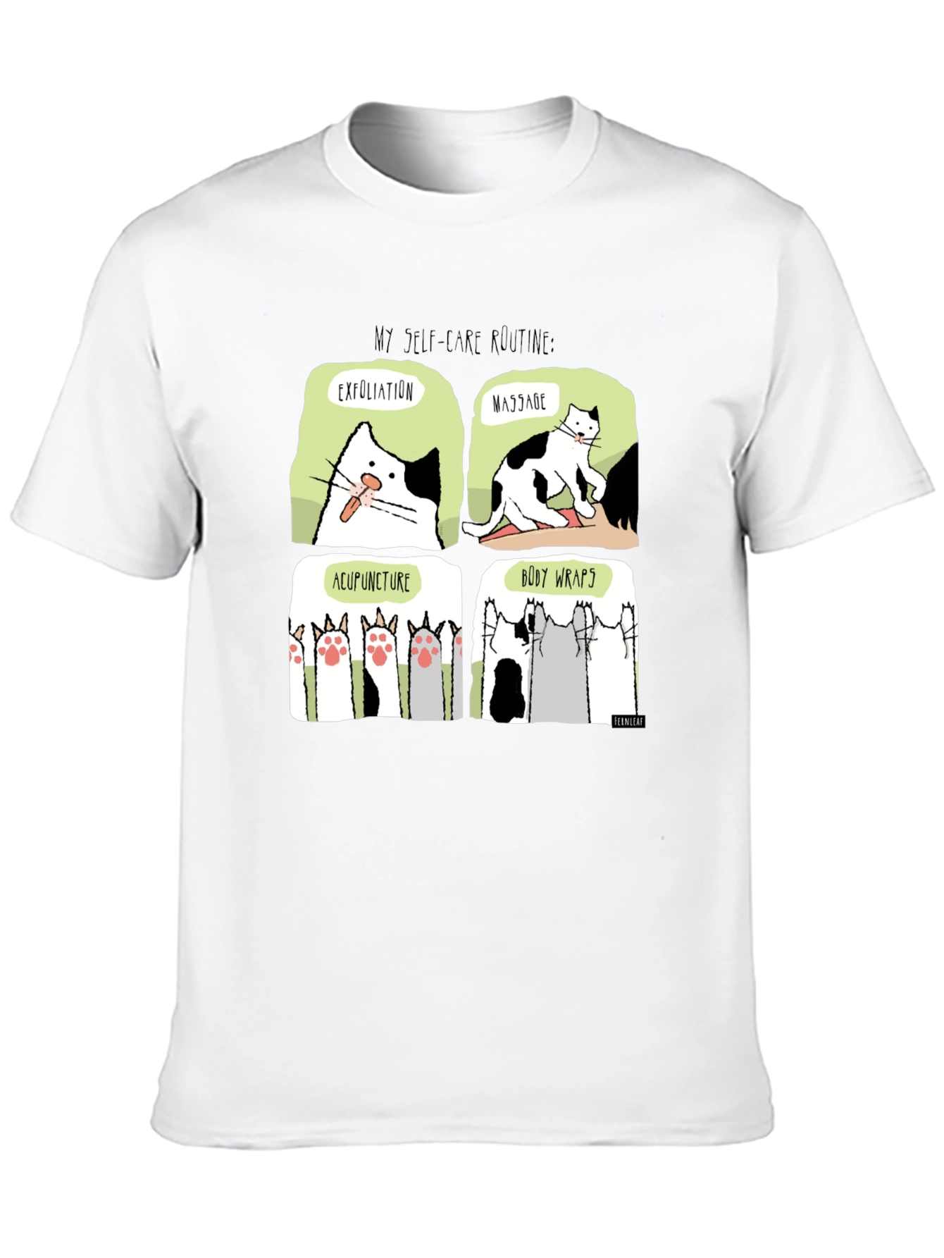 Self-Care Cat Routine Black T-Shirt