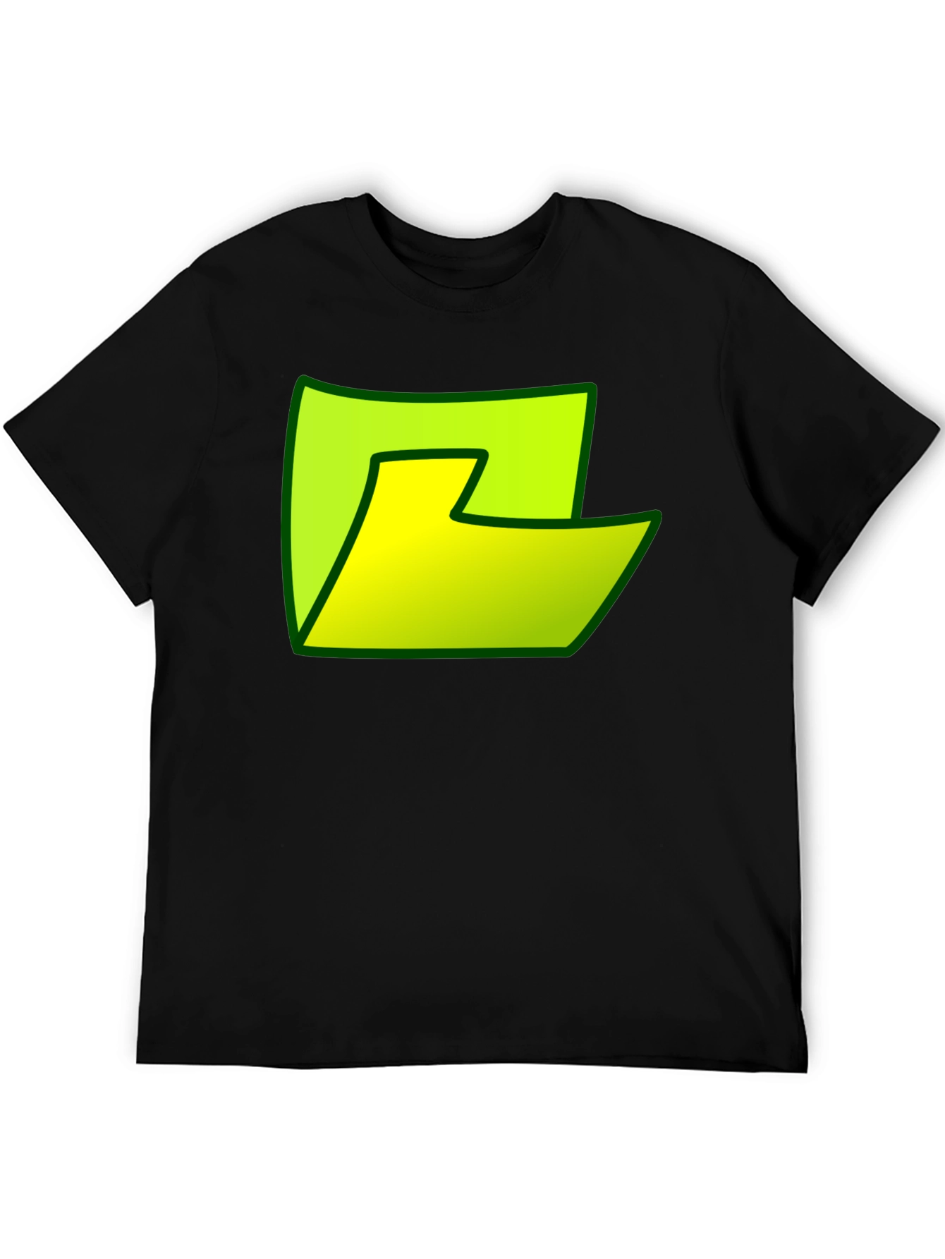 Abstract Green Graphic Print Black T-Shirt