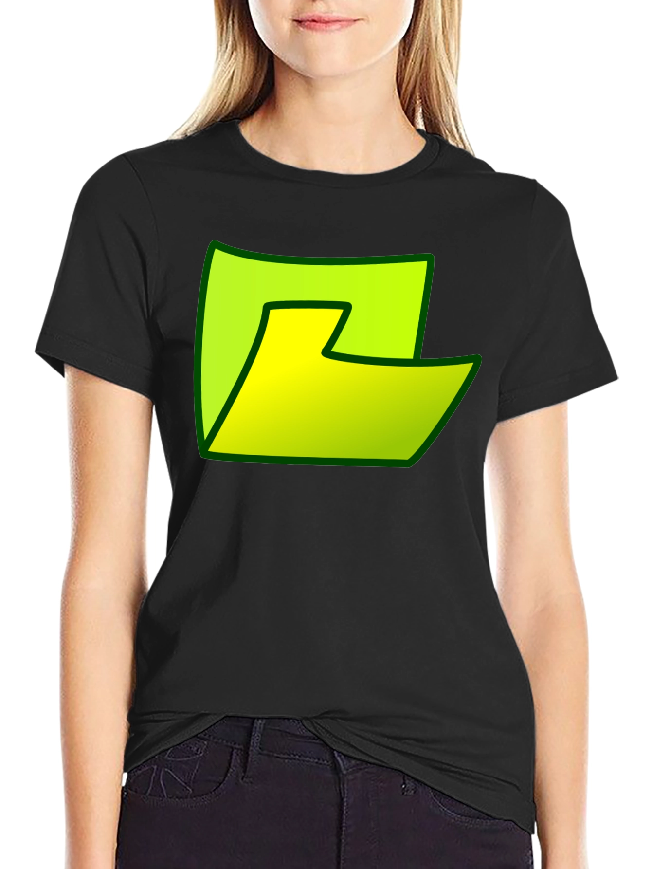 Abstract Green Graphic Print Black T-Shirt