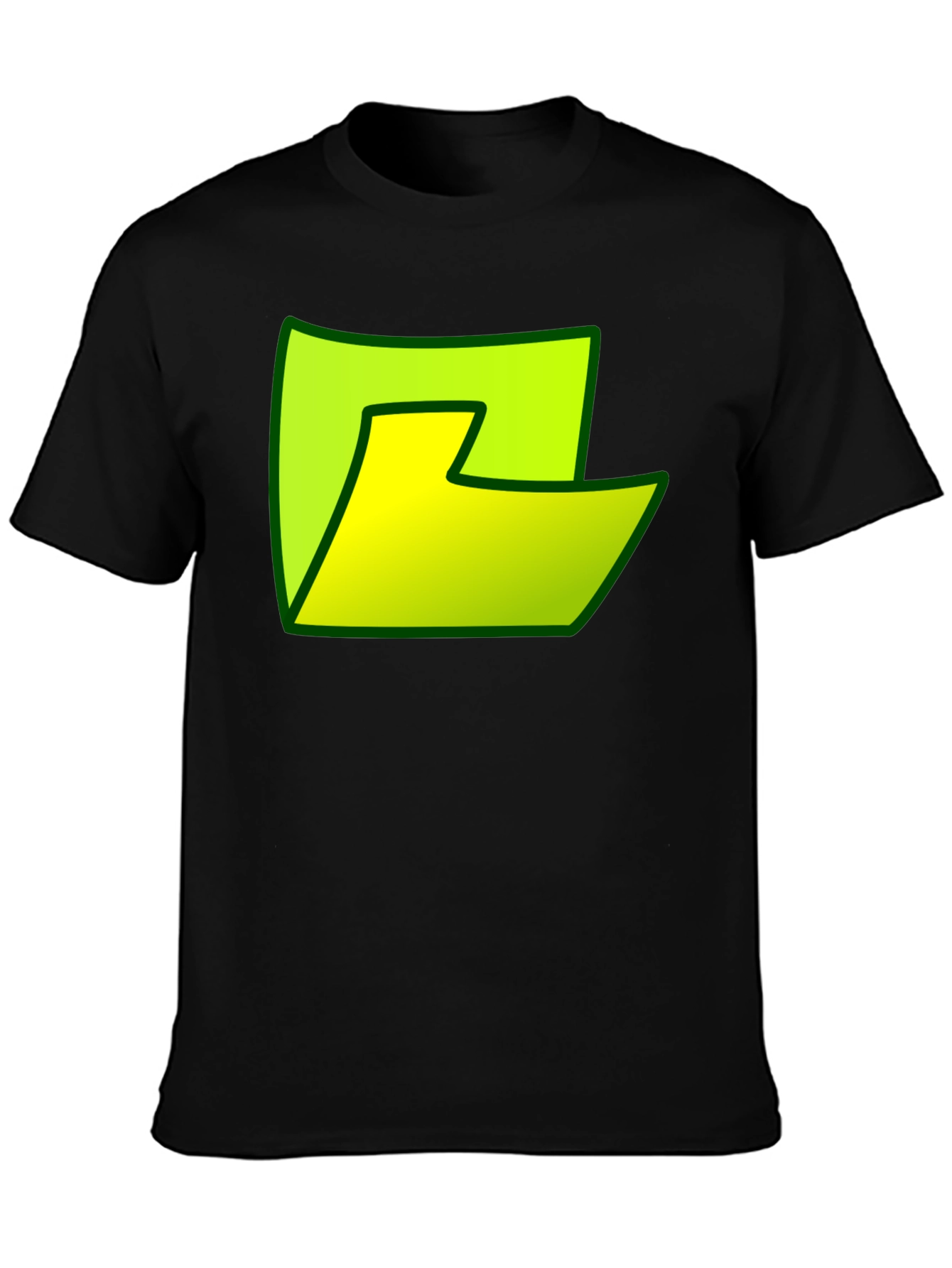 Abstract Green Graphic Print Black T-Shirt