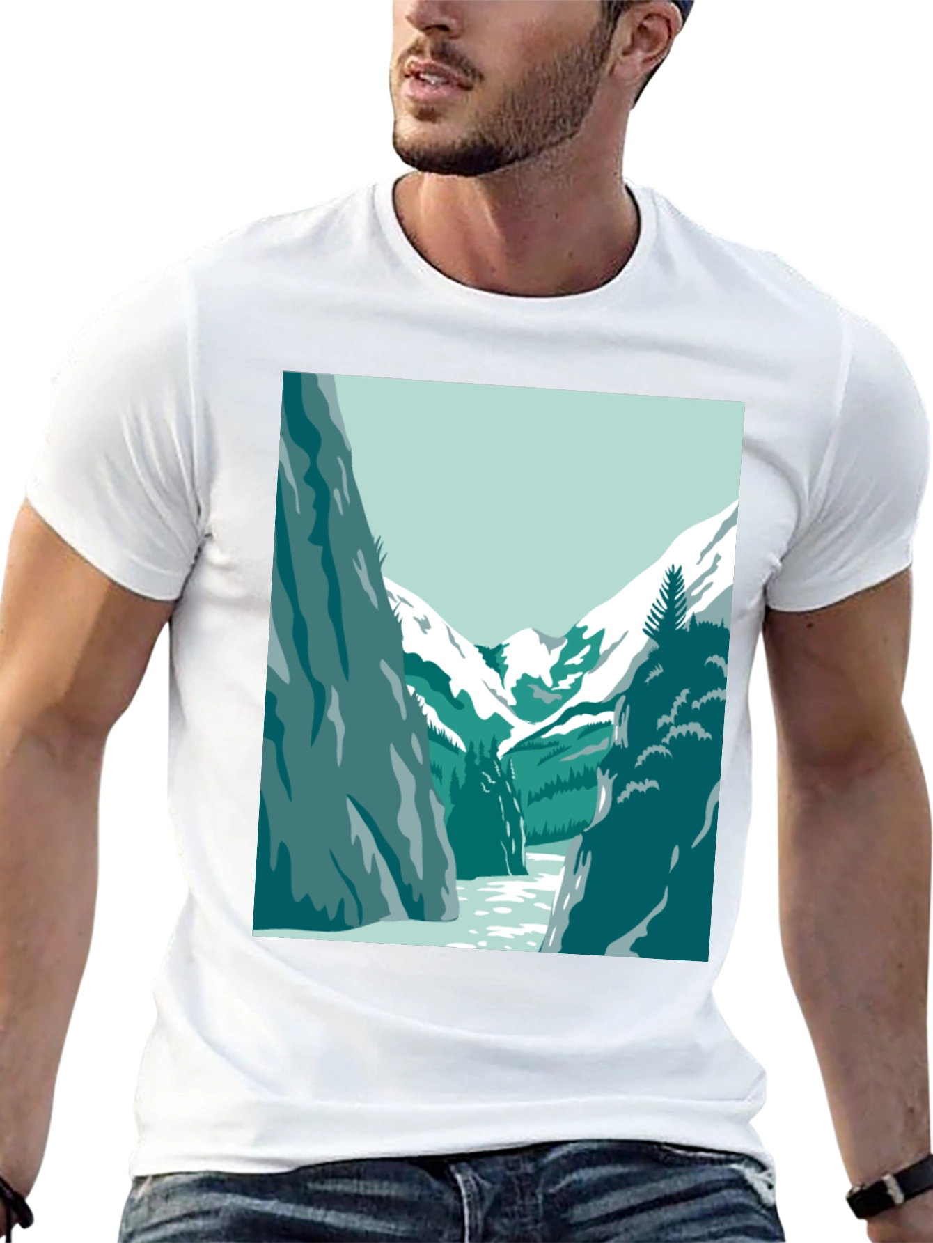 Mountain River Graphic Tee - Black Casual T-Shirt