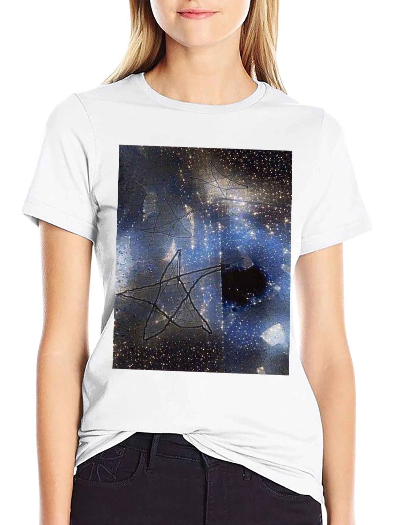 Cosmic Star Graphic Tee - Black Cotton T-Shirt