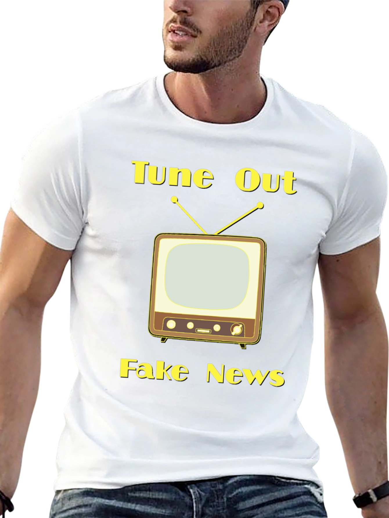 Tune Out Fake News Graphic Tee - Black