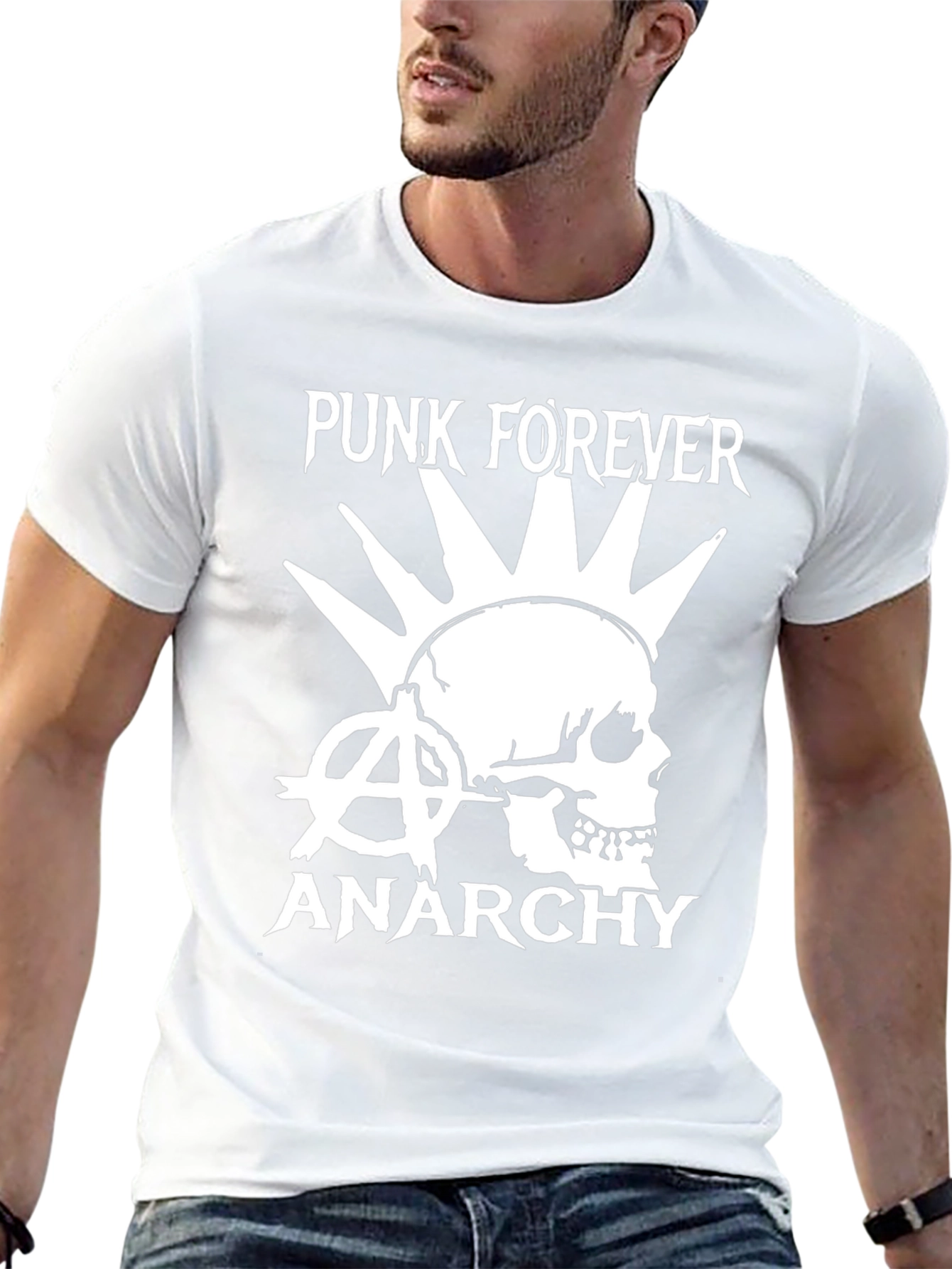 Punk Forever Anarchy Skull Graphic Tee