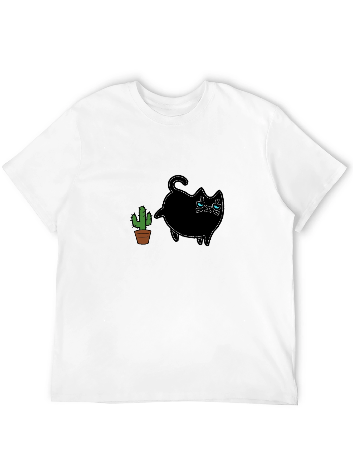 Grumpy Cat & Cactus Graphic Black T-Shirt