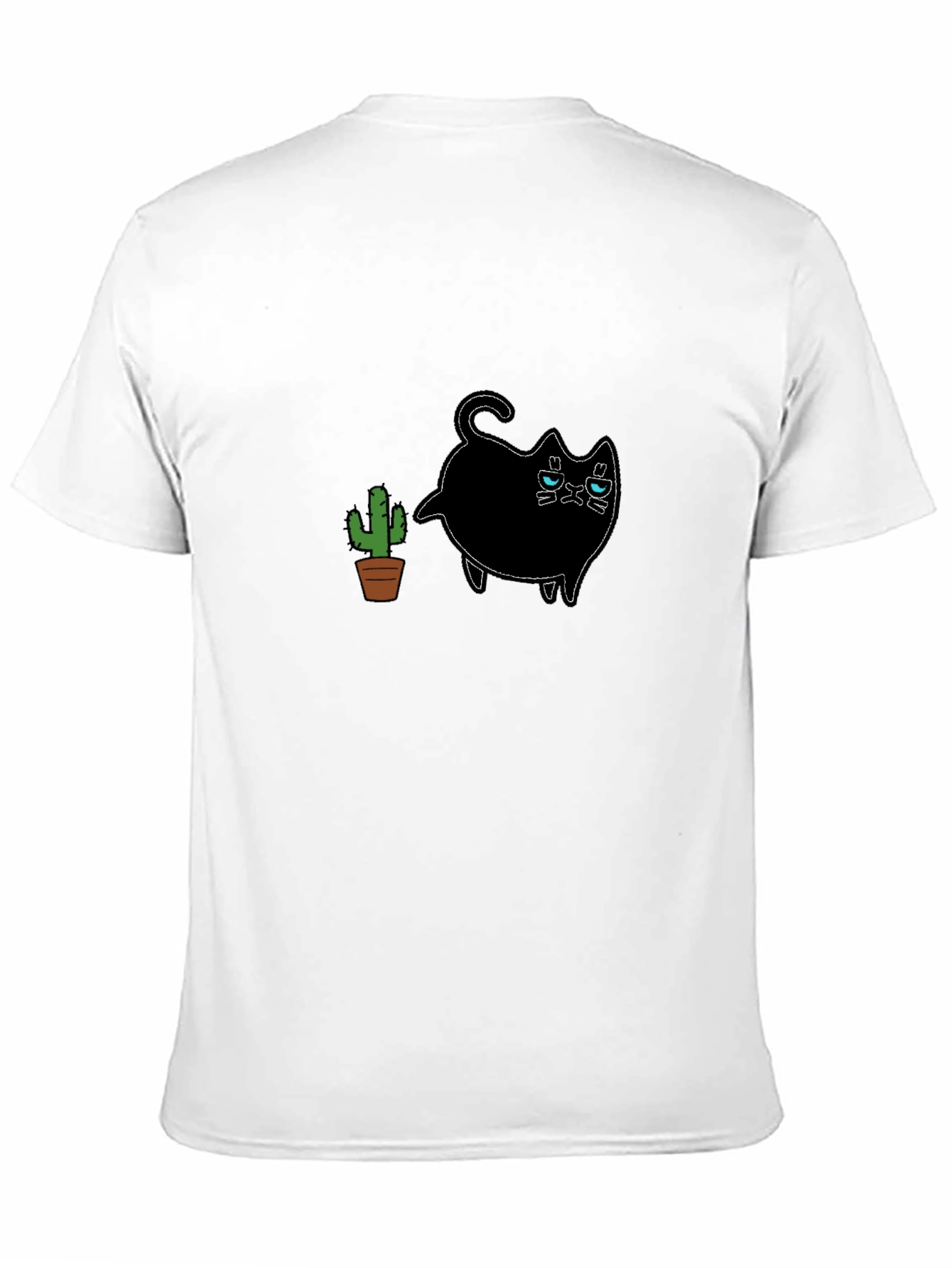 Grumpy Cat & Cactus Graphic Black T-Shirt