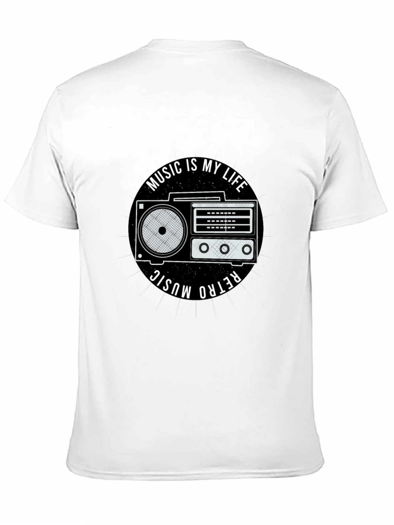 Retro Music is My Life Black Graphic Tee