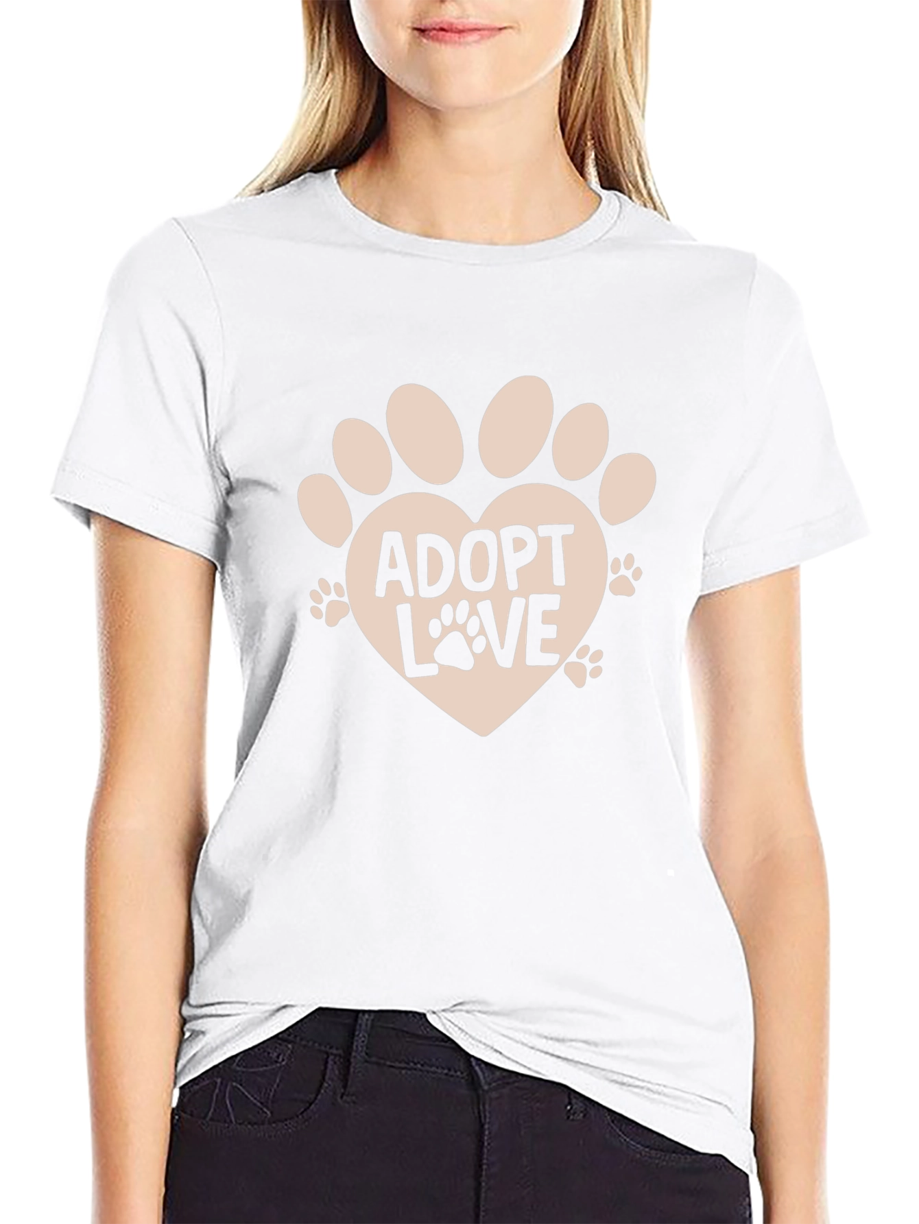 Adopt Love Paw Print Heart Tee