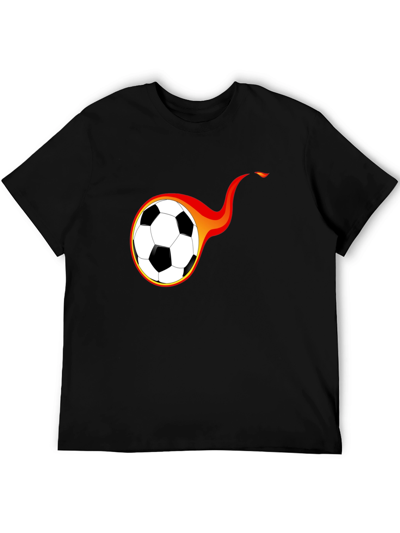 Flaming Soccer Ball Graphic T-Shirt - Cool Design