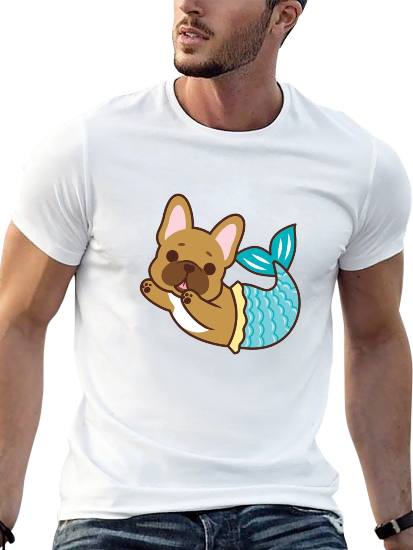 Dog Mermaid T-Shirt - Cute French Bulldog Tee