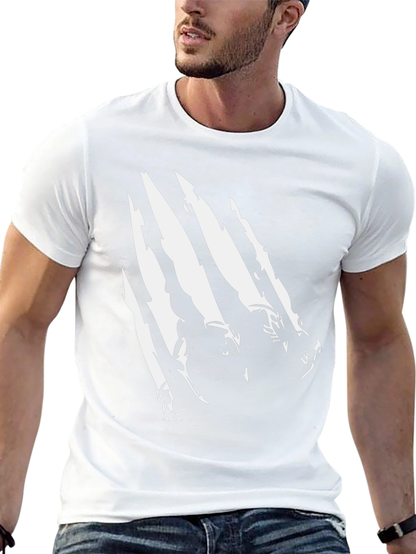 Claw Mark Graphic Print T-Shirt - Black
