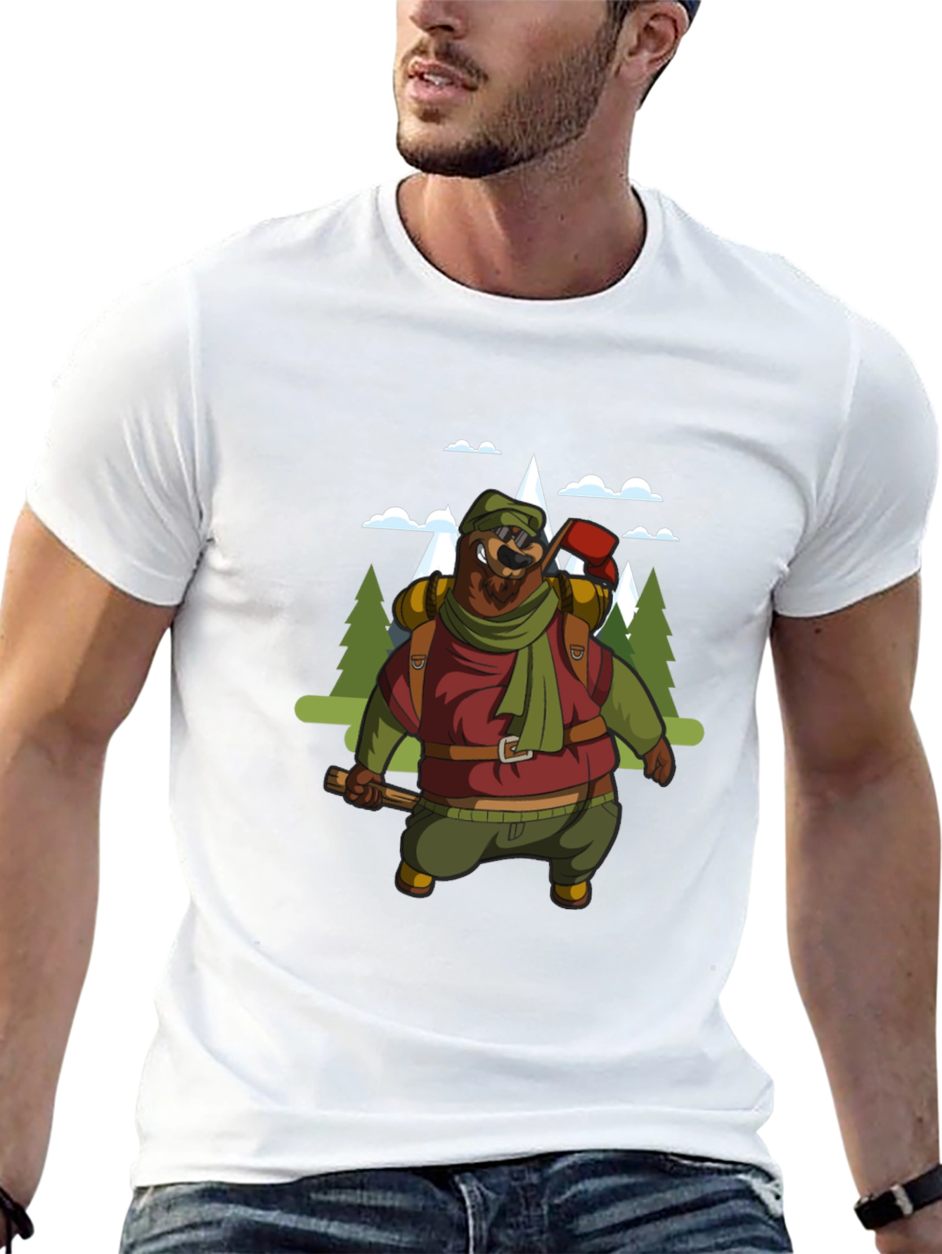 Hiking Bear Graphic Tee - Black