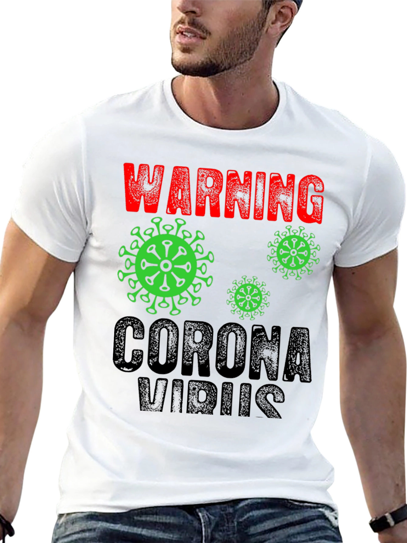 Warning Coronavirus Graphic Tee - Black