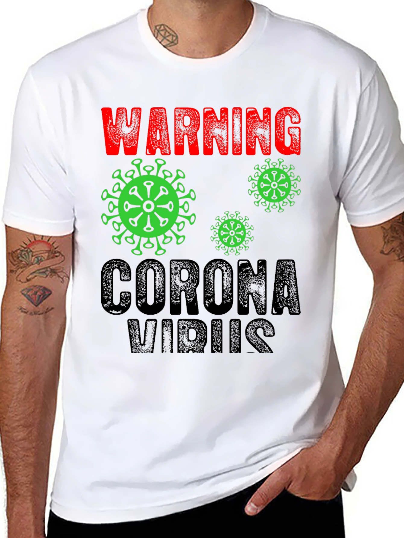 Warning Coronavirus Graphic Tee - Black