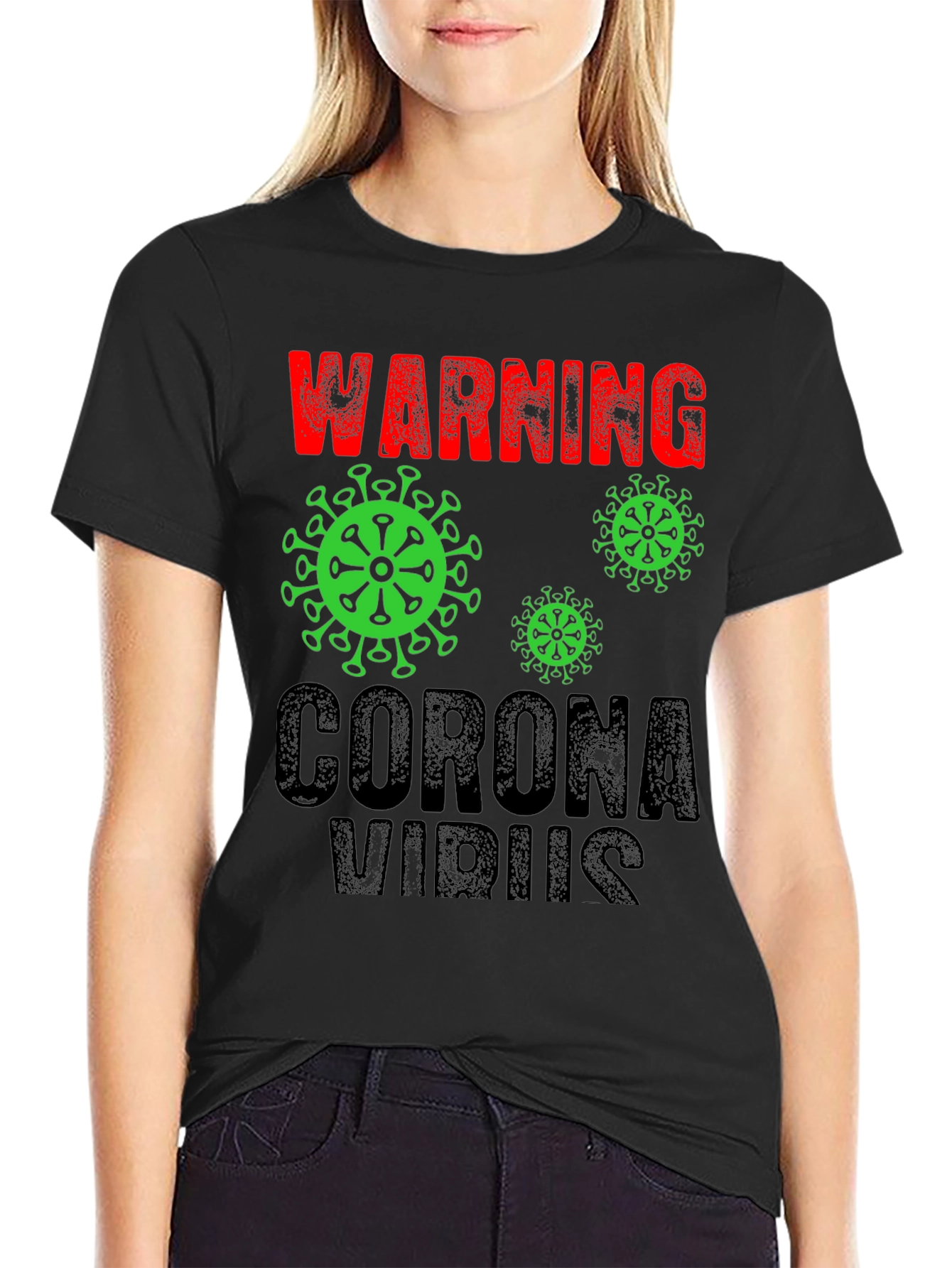 Warning Coronavirus Graphic Tee - Black