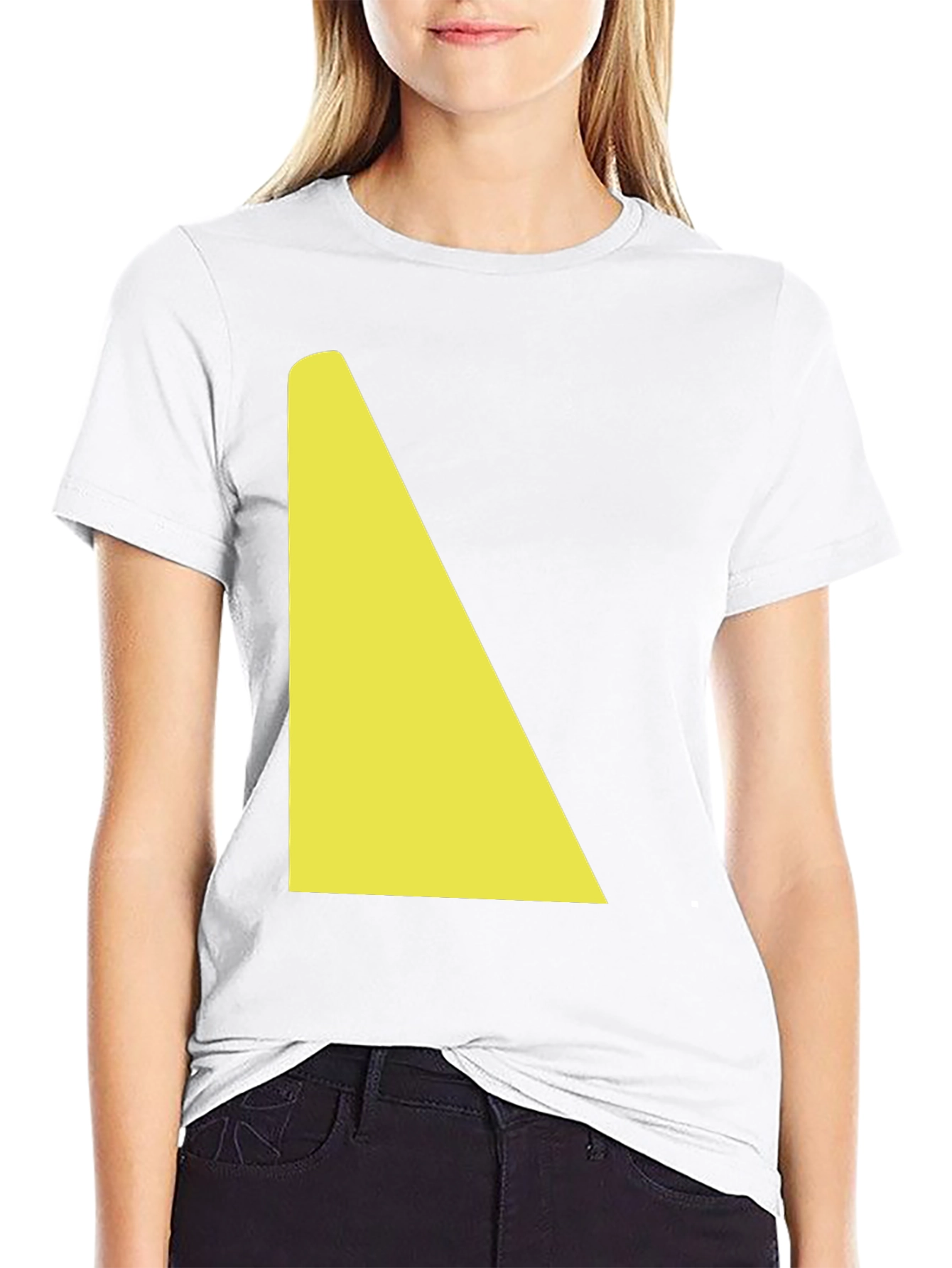 Geometric Yellow Shape on Black Tee