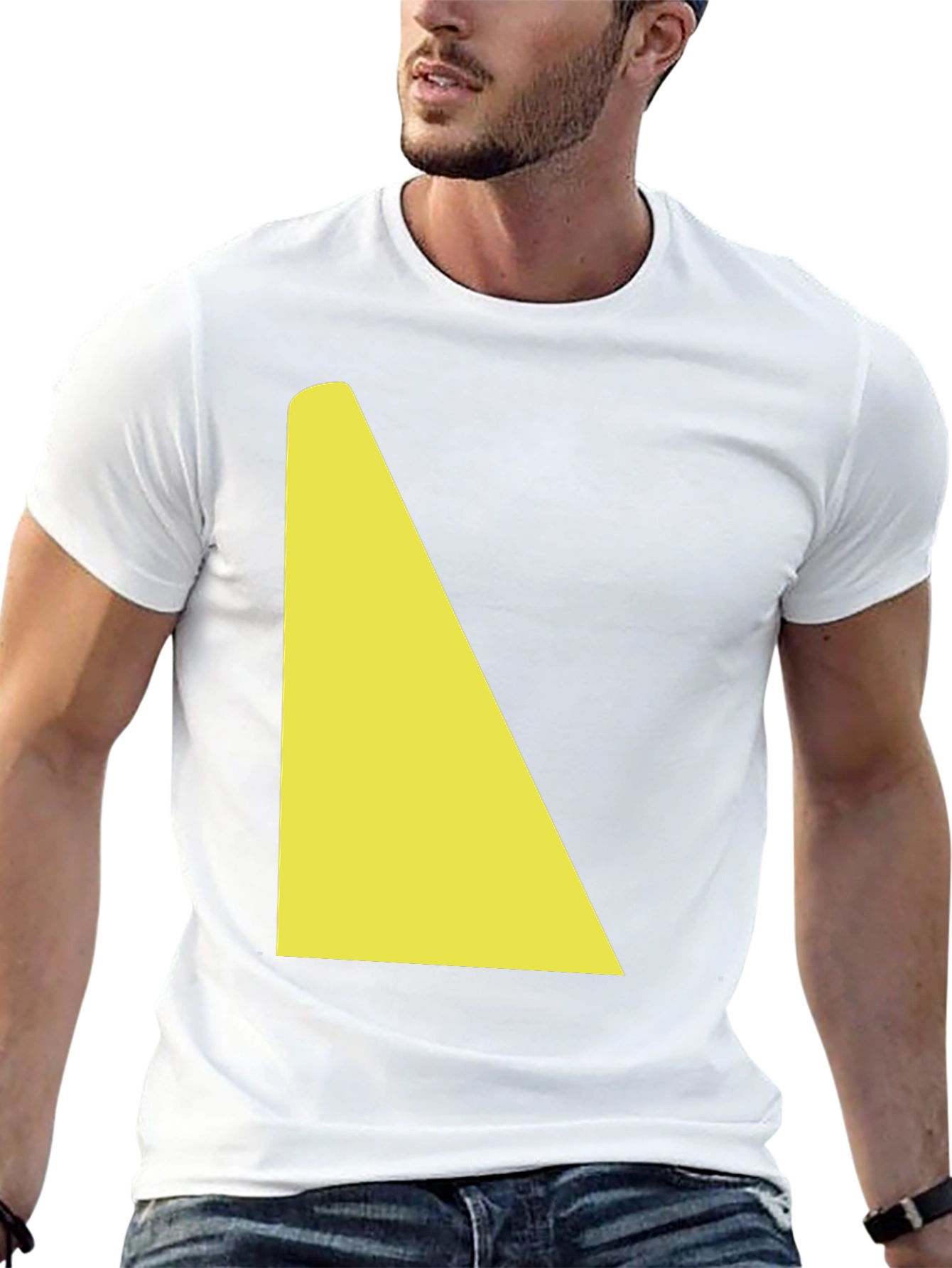 Geometric Yellow Shape on Black Tee