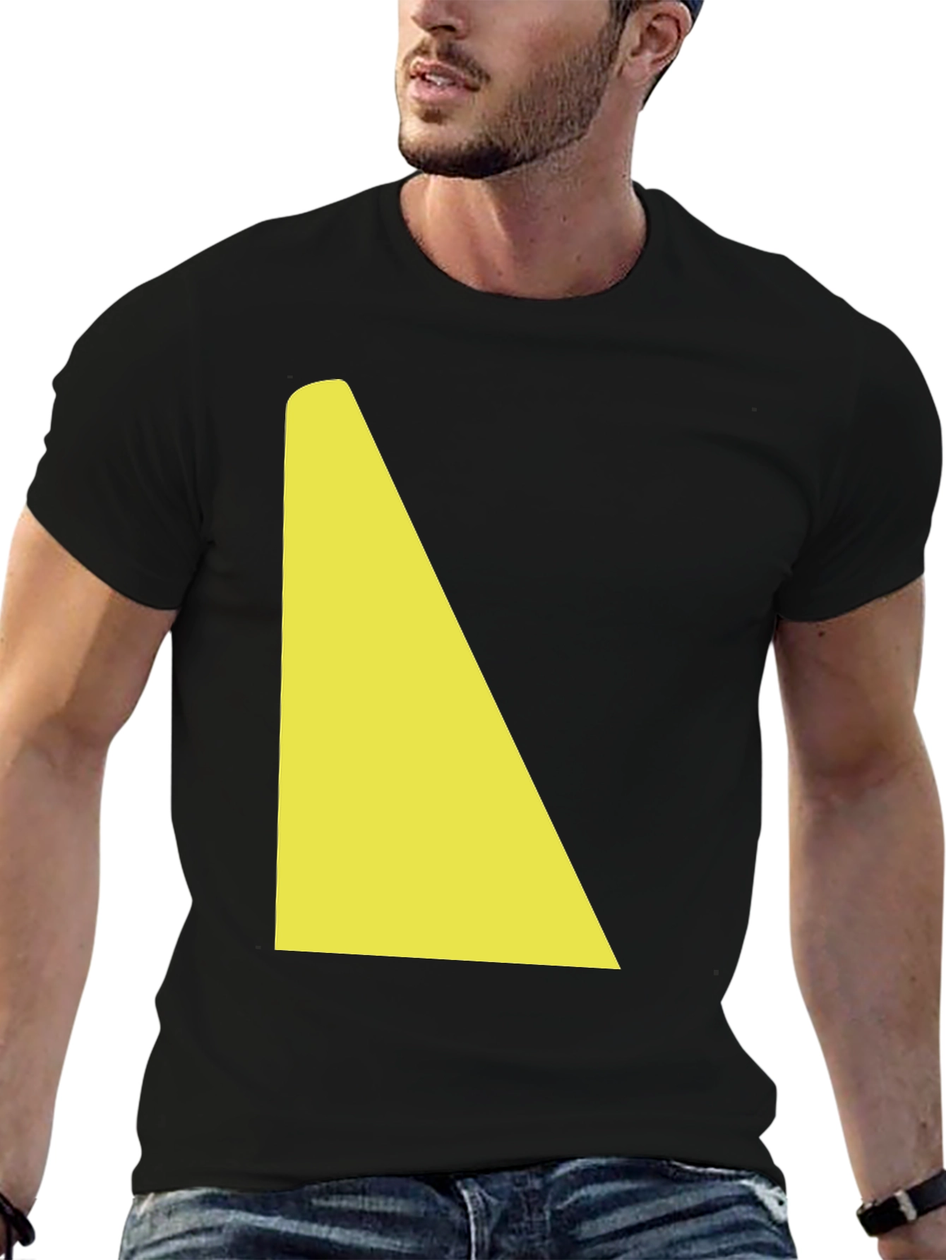 Geometric Yellow Shape on Black Tee
