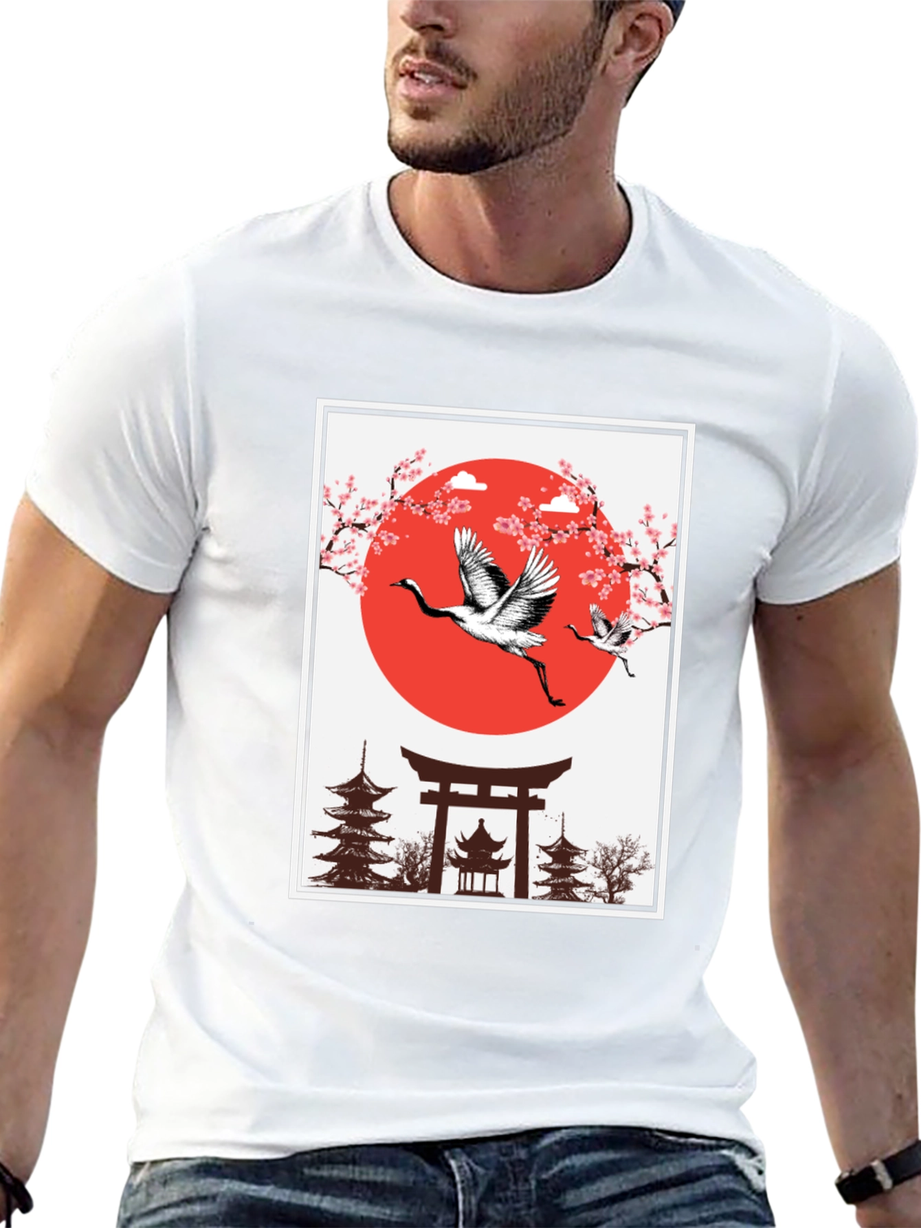 Japanese Crane T-Shirt - Black