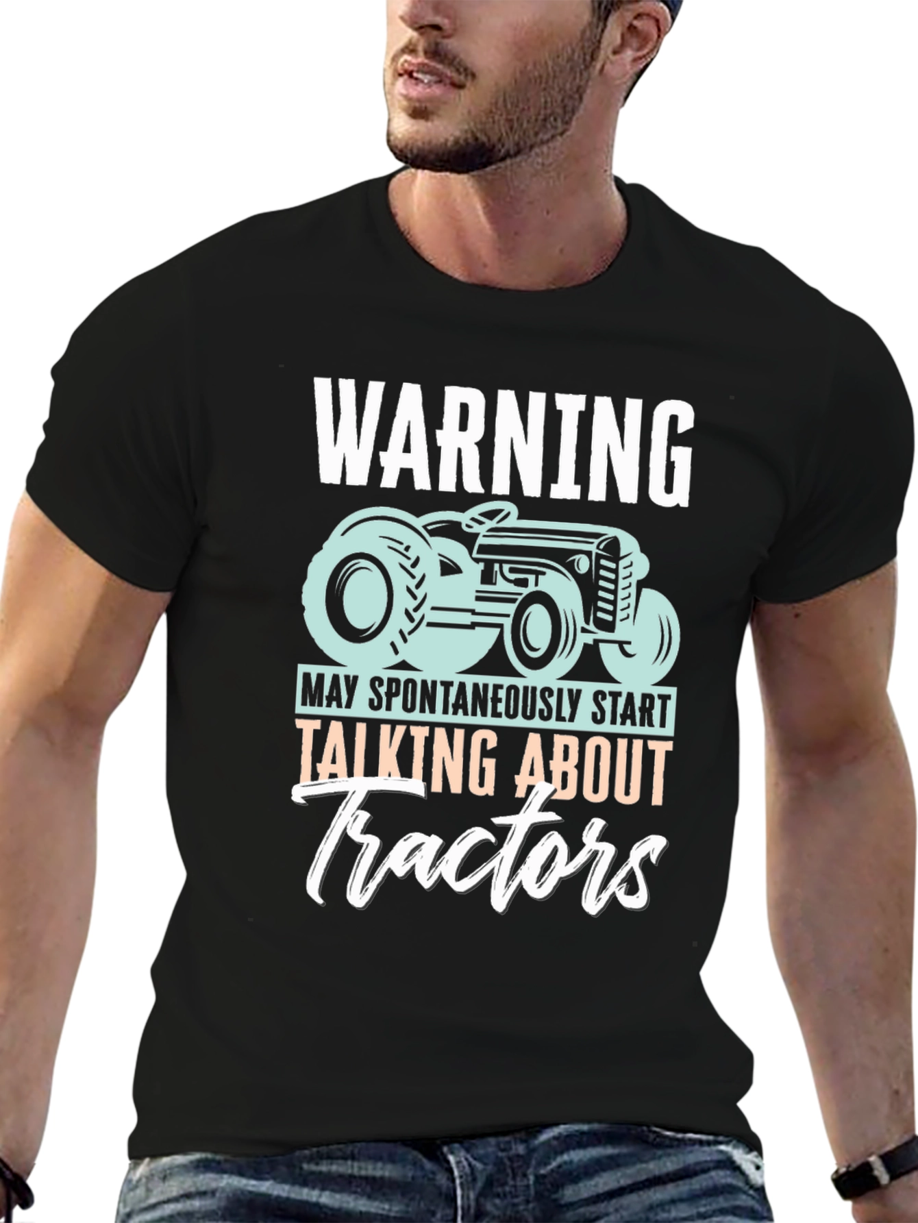 Warning Tractors Graphic T-Shirt