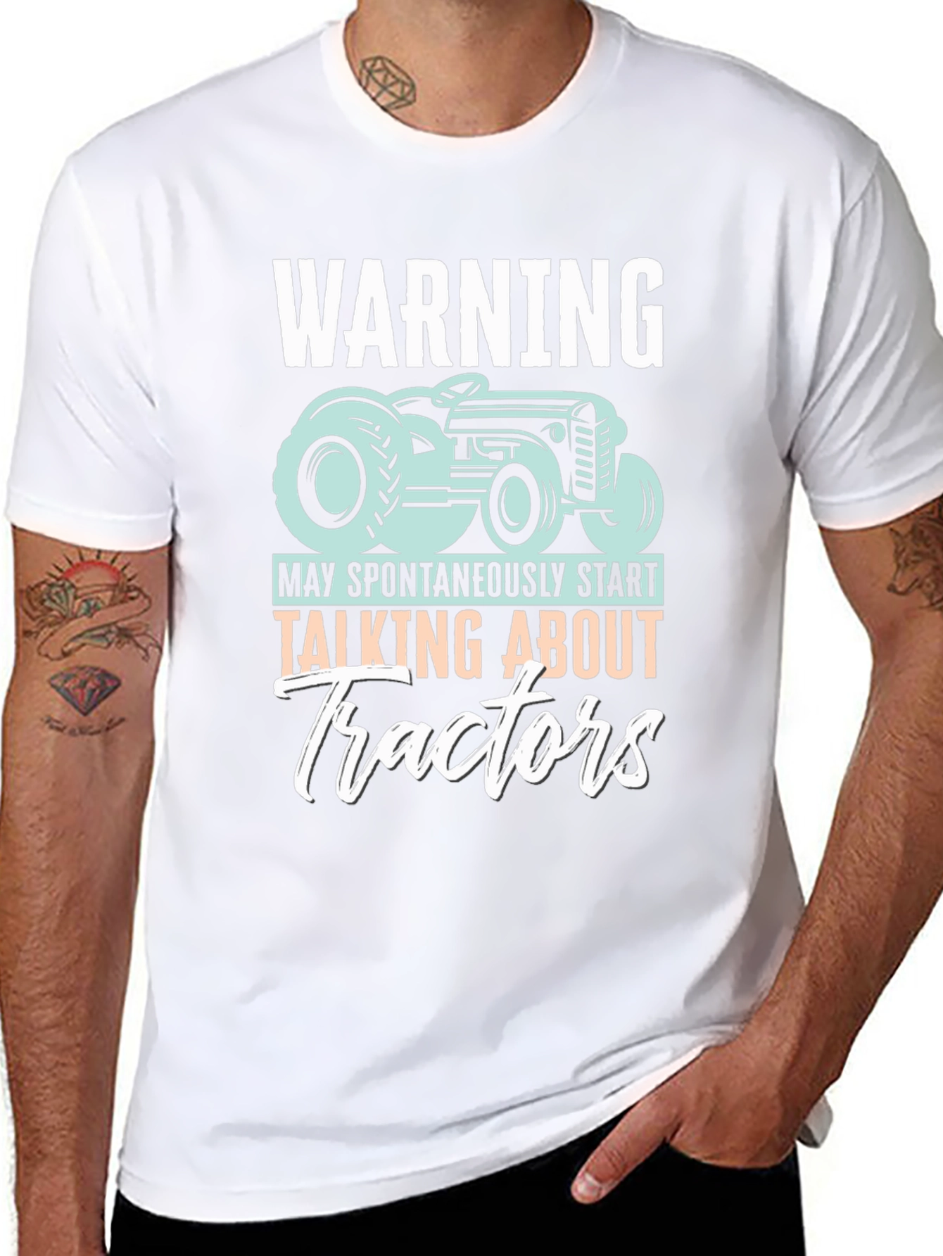 Warning Tractors Graphic T-Shirt