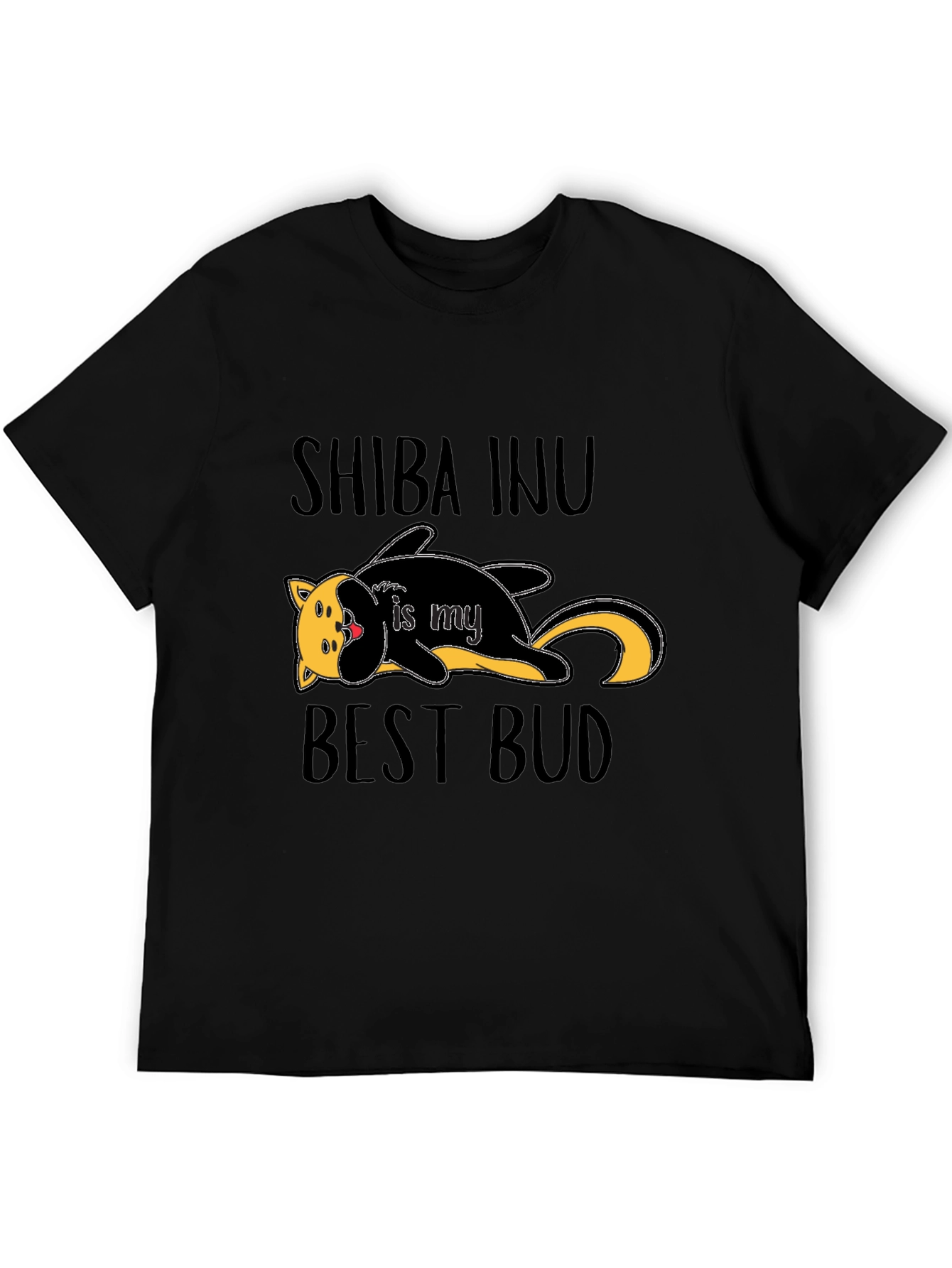 Shiba Inu Best Bud Black Graphic T-Shirt