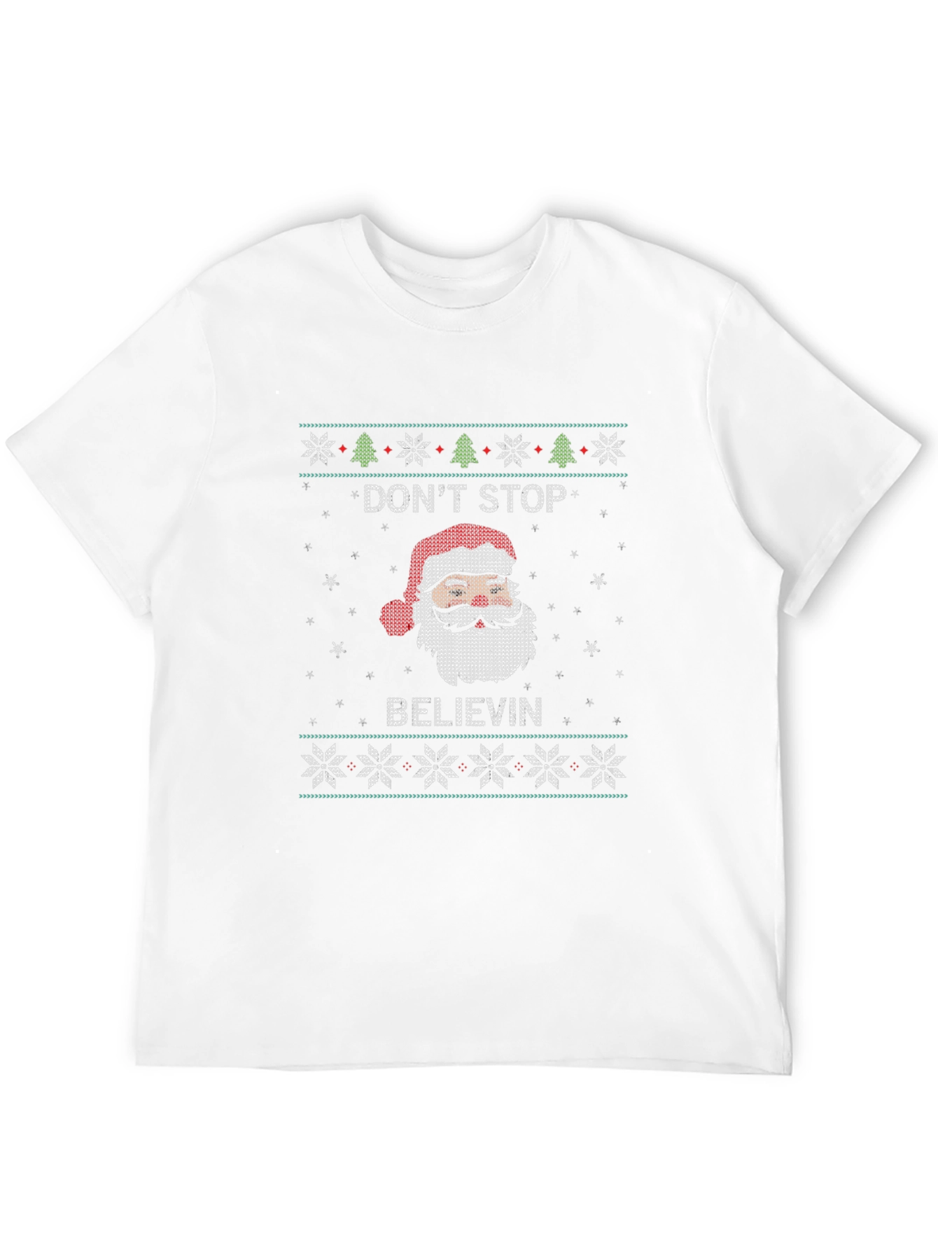 Dont Stop Believin Santa Ugly Christmas Sweater T-Shirt