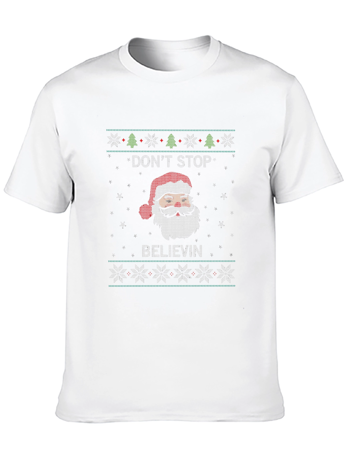 Dont Stop Believin Santa Ugly Christmas Sweater T-Shirt