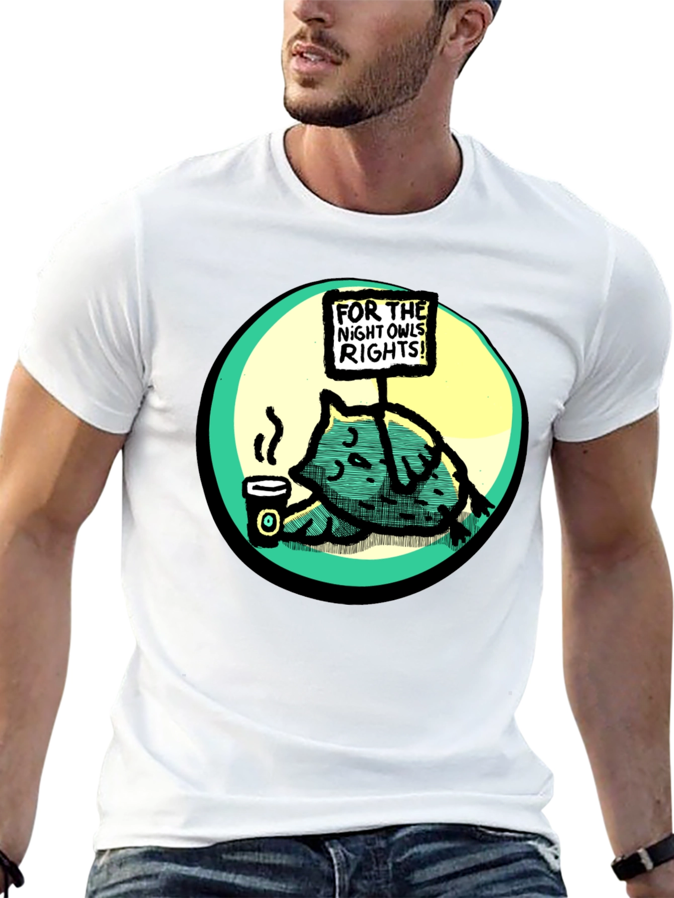 Night Owl Rights T-Shirt - Funny Cartoon Graphic Tee