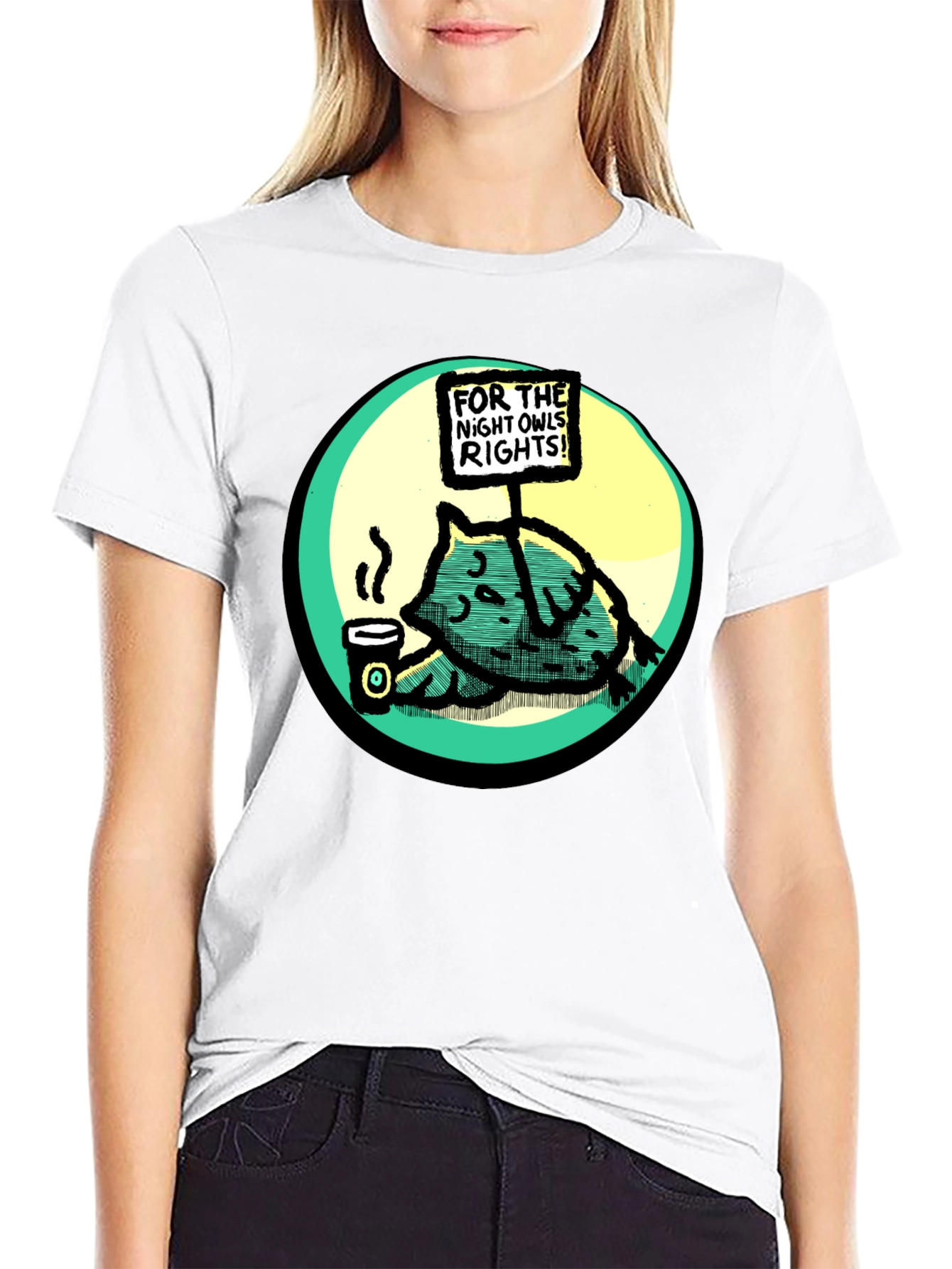 Night Owl Rights T-Shirt - Funny Cartoon Graphic Tee