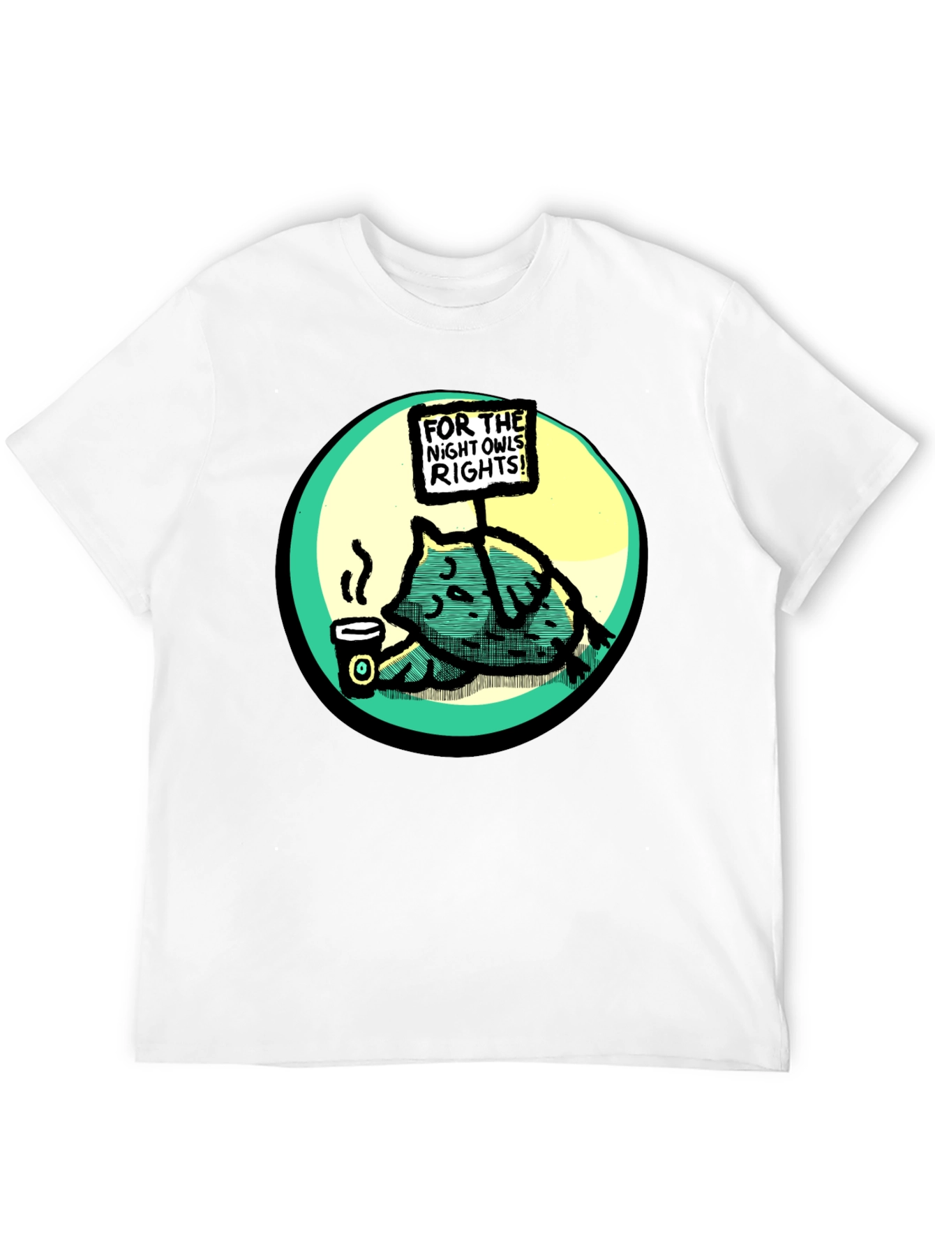 Night Owl Rights T-Shirt - Funny Cartoon Graphic Tee