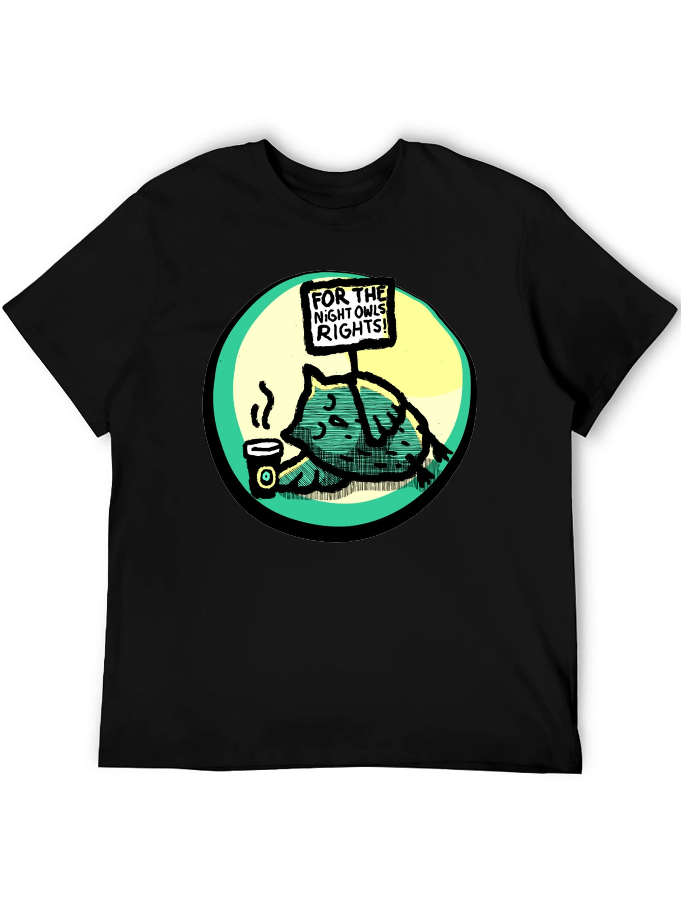 Night Owl Rights T-Shirt - Funny Cartoon Graphic Tee