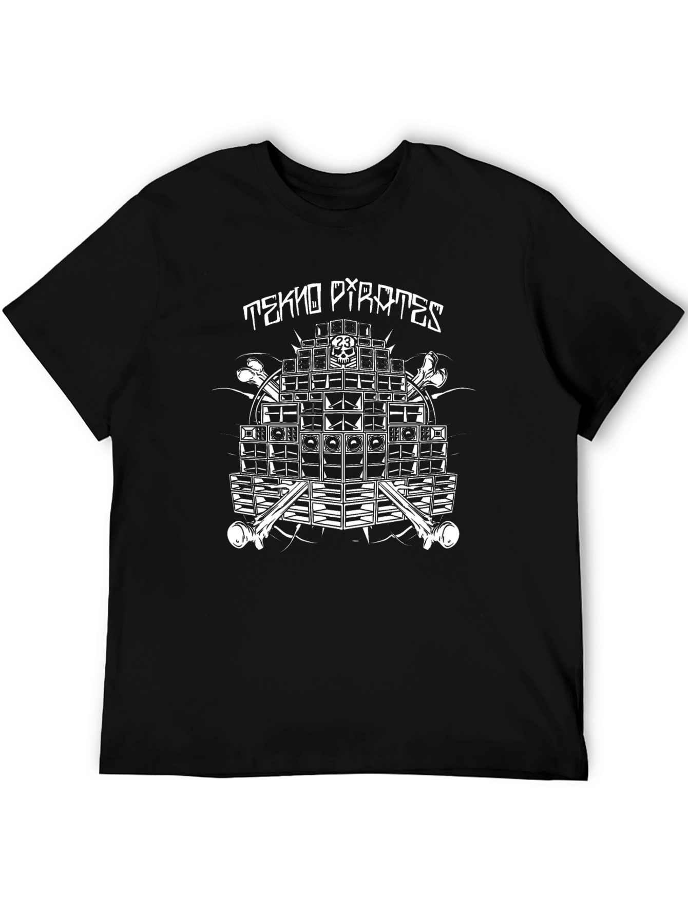 Tekno Pirates Graphic Tee - Black Crew Neck T-Shirt