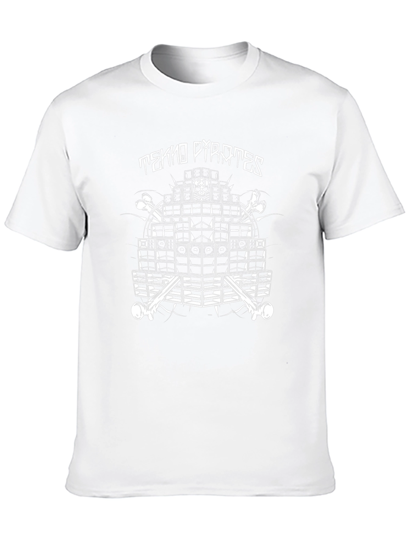Tekno Pirates Graphic Tee - Black Crew Neck T-Shirt