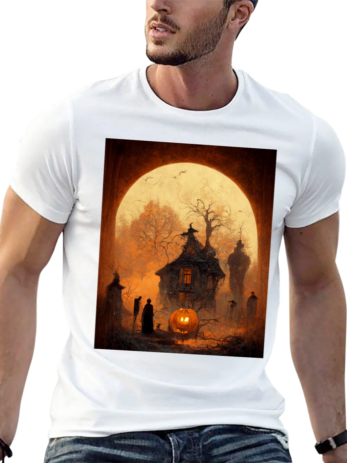 Spooky Halloween House Graphic T-Shirt