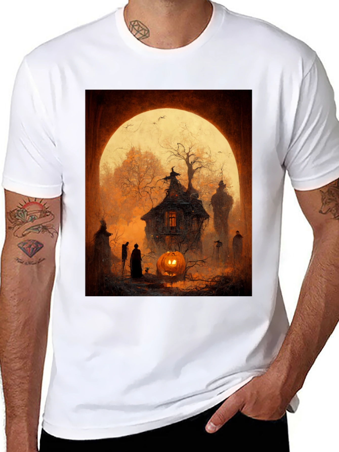 Spooky Halloween House Graphic T-Shirt