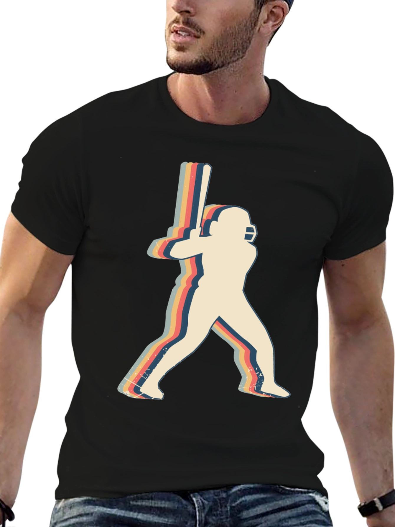 Retro Cricket Player Graphic Tee