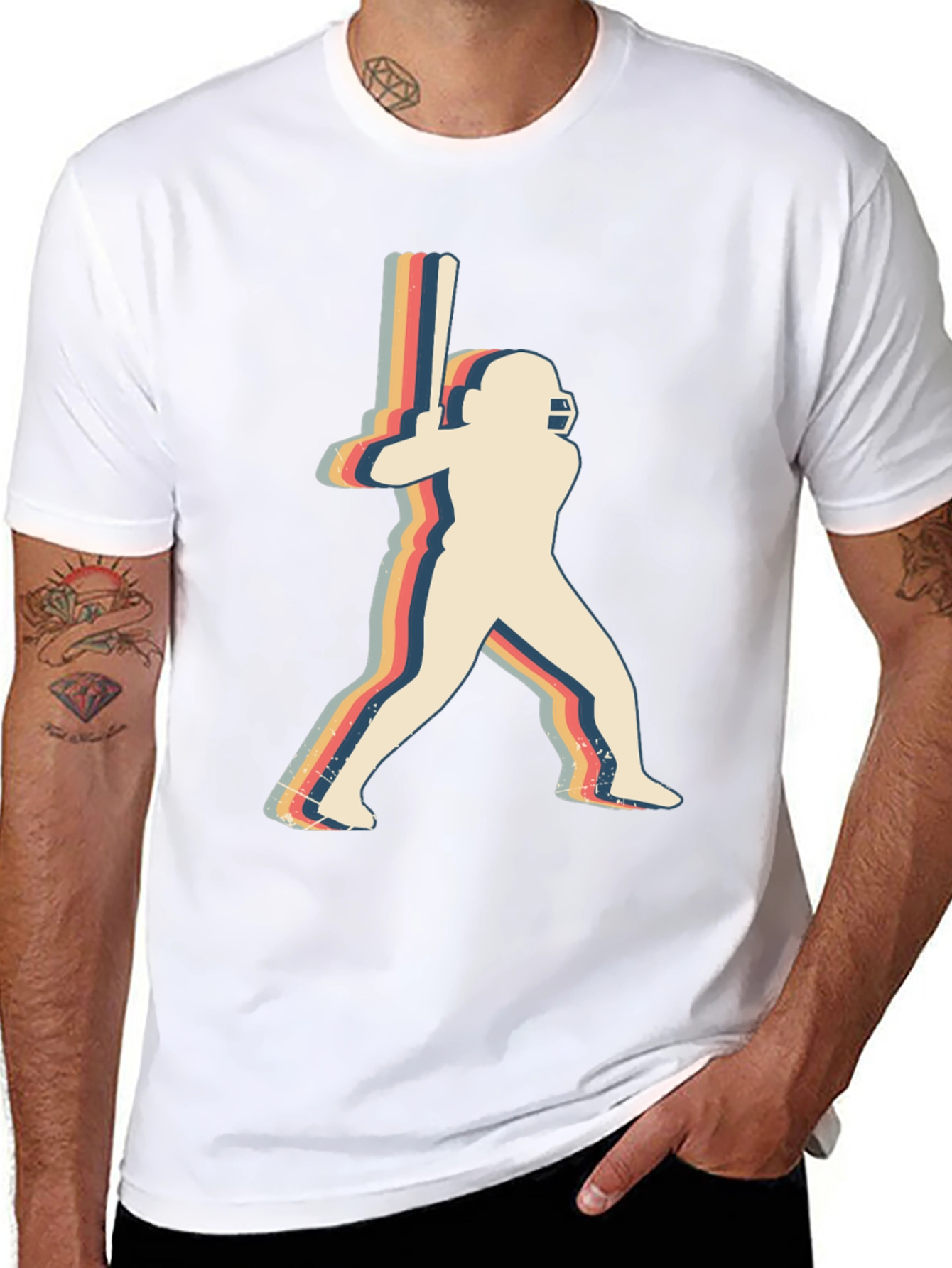 Retro Cricket Player Graphic Tee