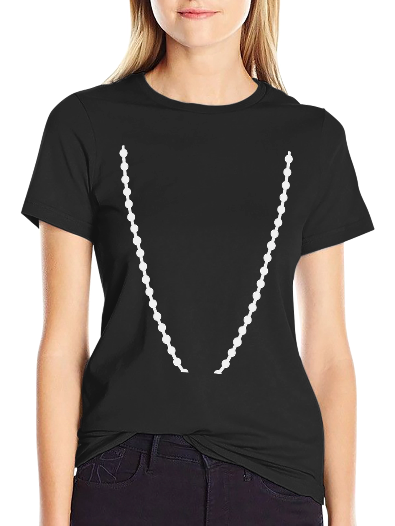 Beaded Necklace Graphic T-Shirt - Stylish Casual Wear