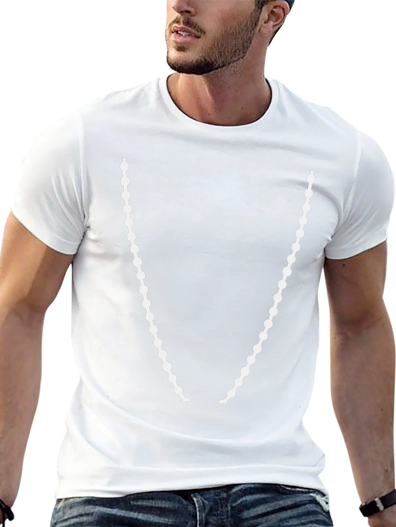 Beaded Necklace Graphic T-Shirt - Stylish Casual Wear