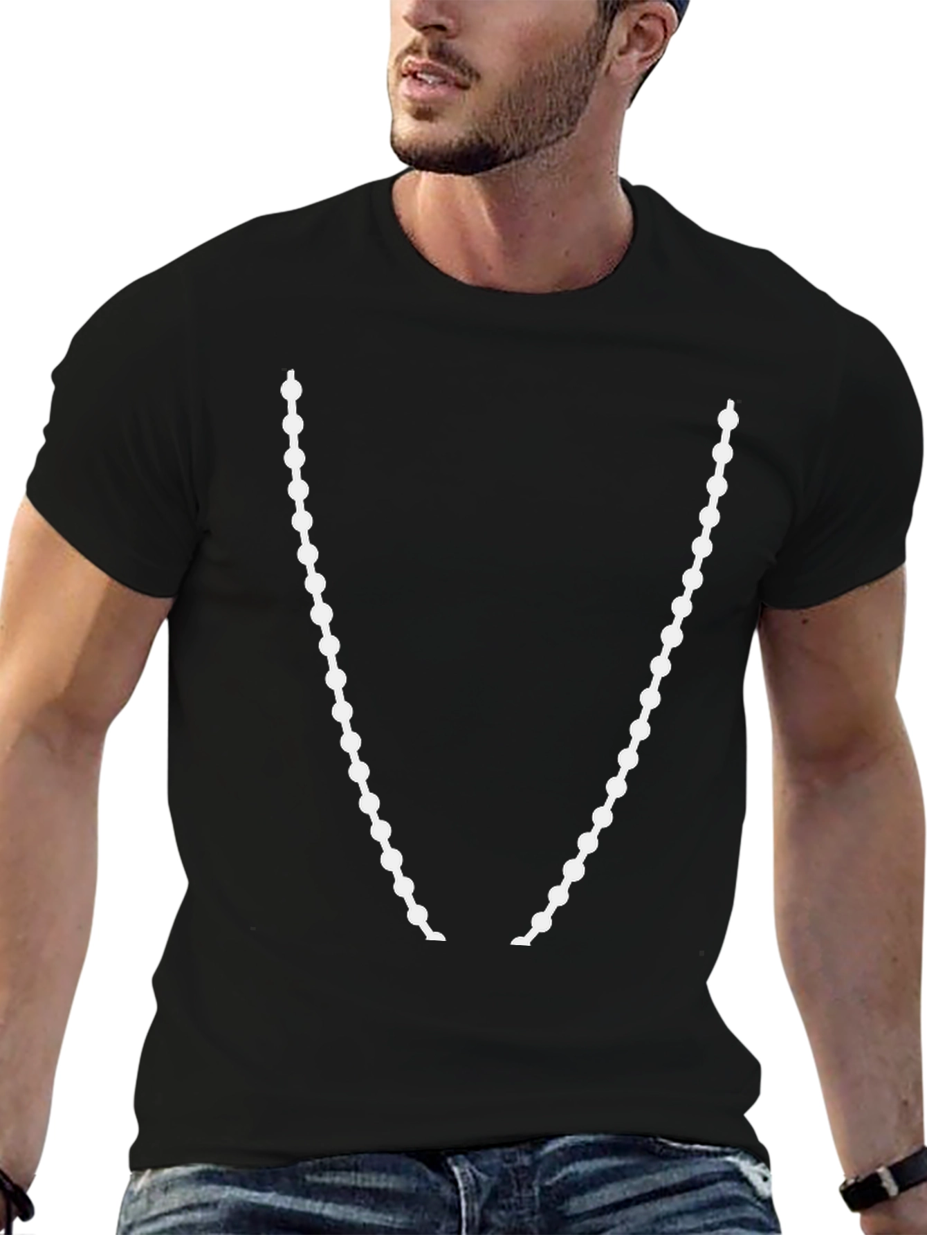 Beaded Necklace Graphic T-Shirt - Stylish Casual Wear