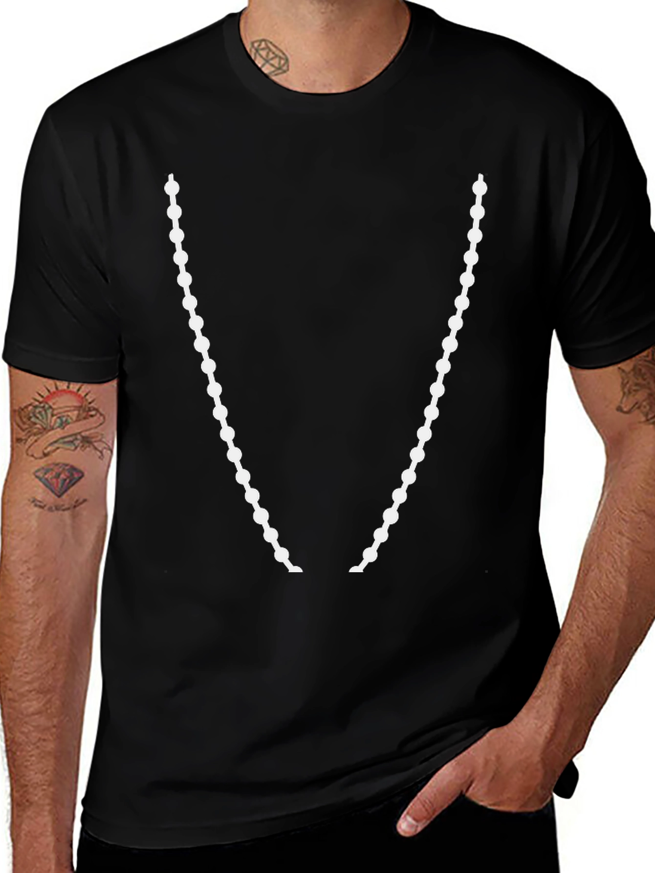 Beaded Necklace Graphic T-Shirt - Stylish Casual Wear