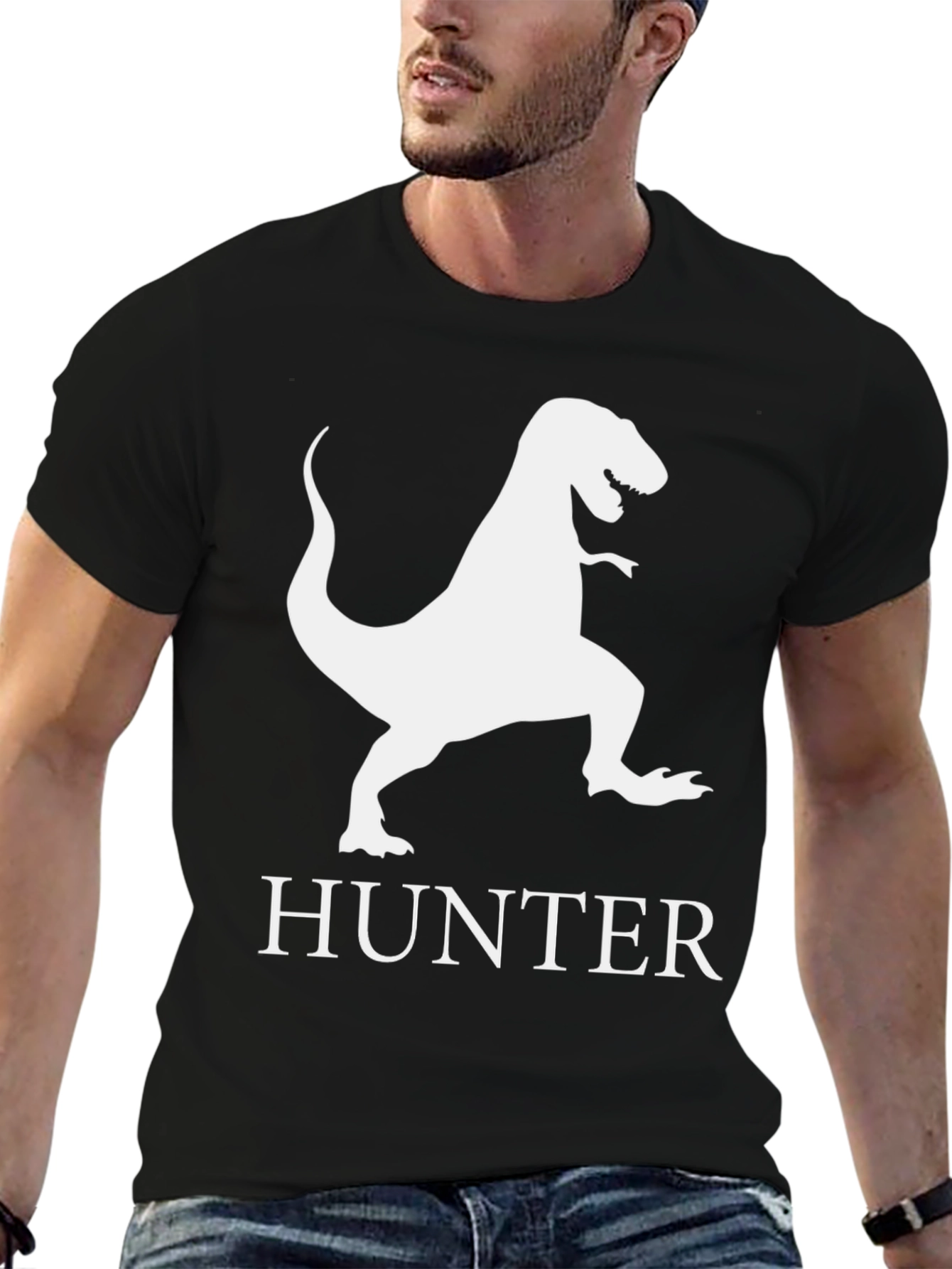 Dinosaur Hunter T-Shirt - Black Graphic Tee