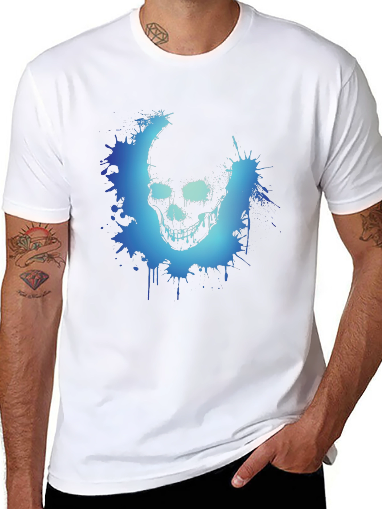 Mens Black Skull Graphic Tee