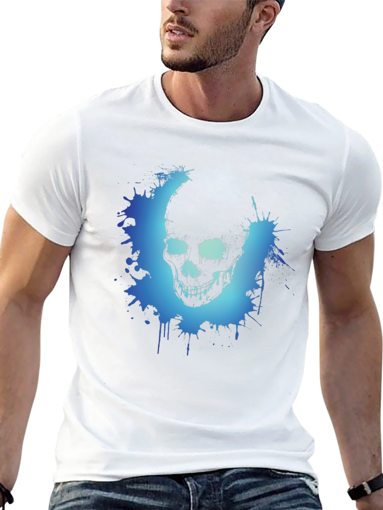Mens Black Skull Graphic Tee
