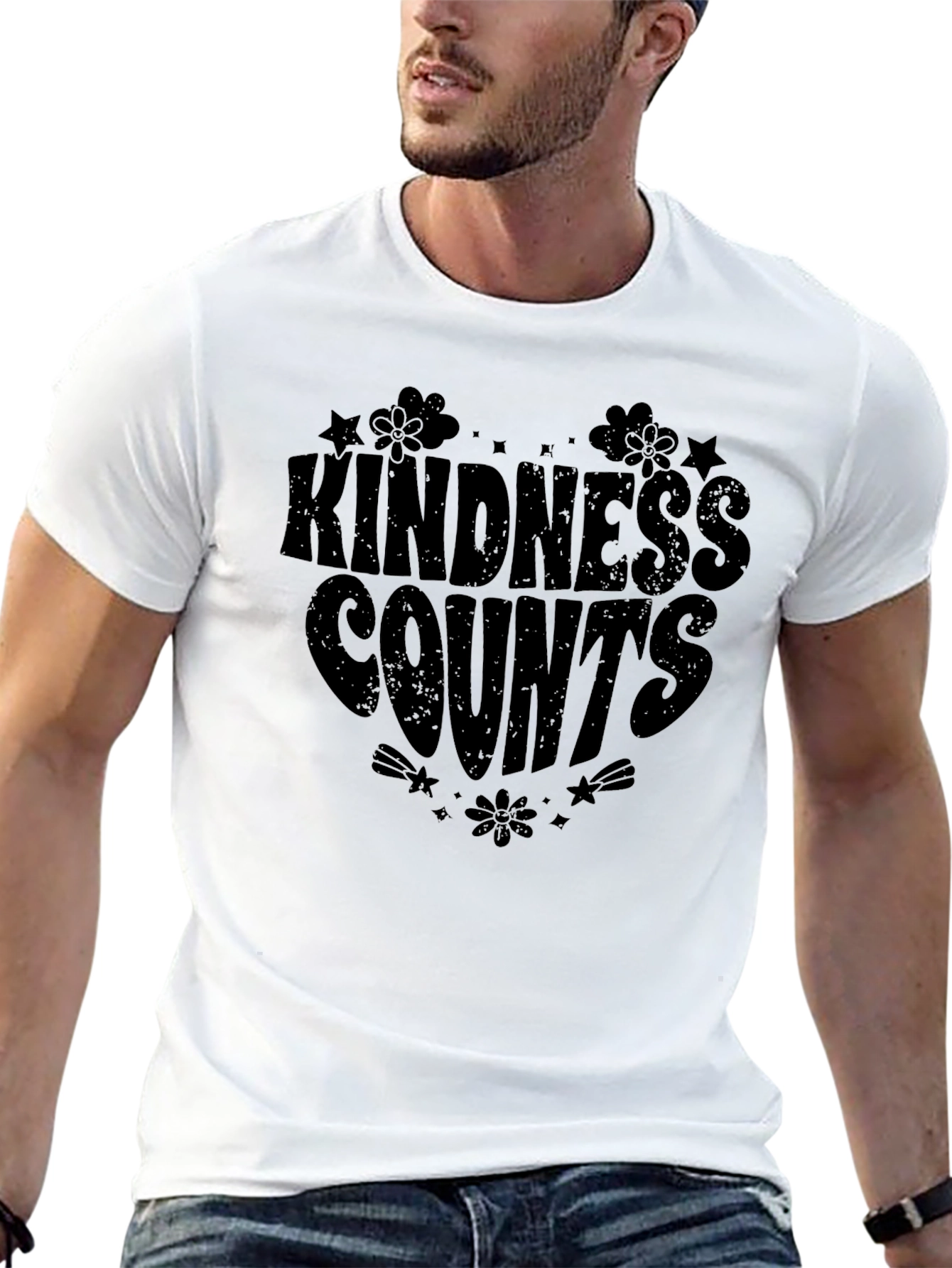Kindness Counts Black Graphic T-Shirt